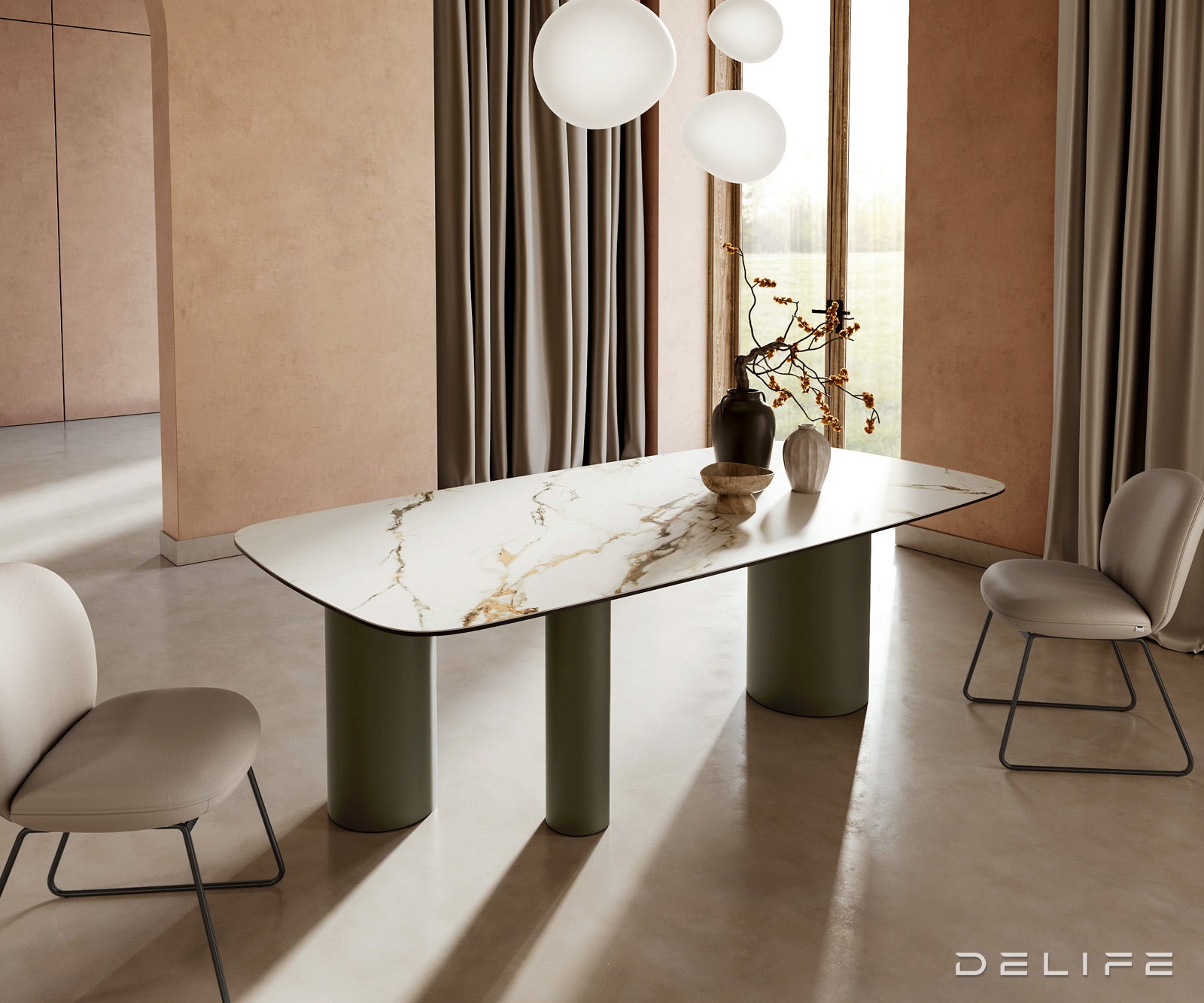 Jedilna miza Edge 240x120cm, Material: Keramika Calacatta Luxe