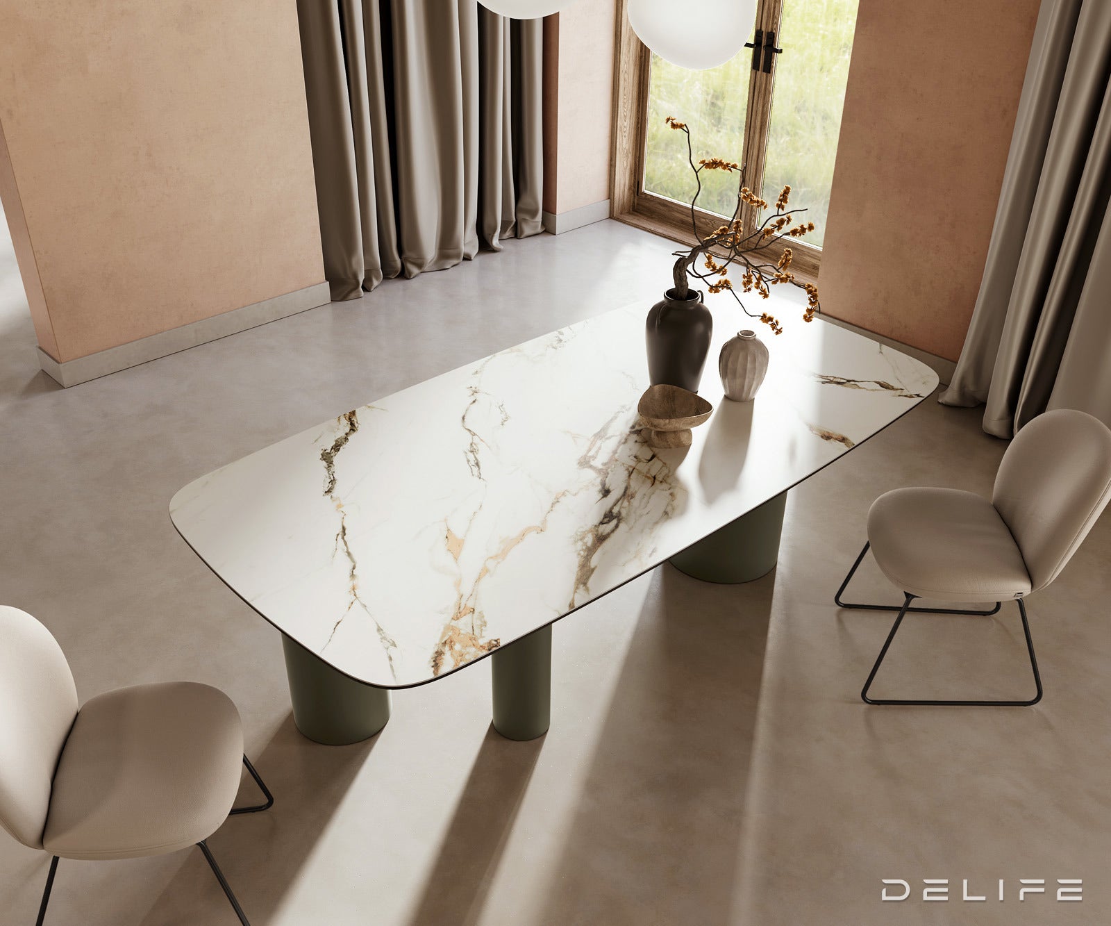 Jedilna miza Edge 240x120cm, Material: Keramika Calacatta Luxe