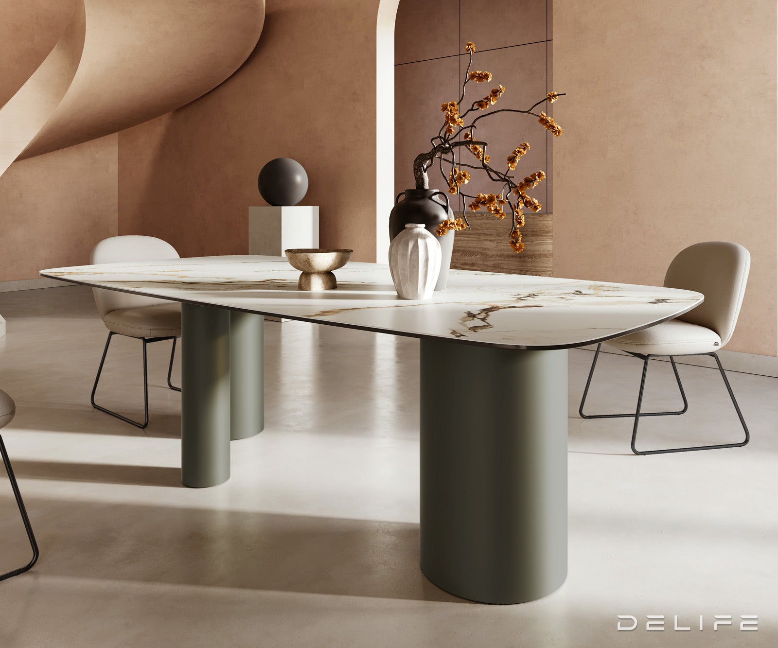 Jedilna miza Edge 240x120cm, Material: Keramika Calacatta Luxe