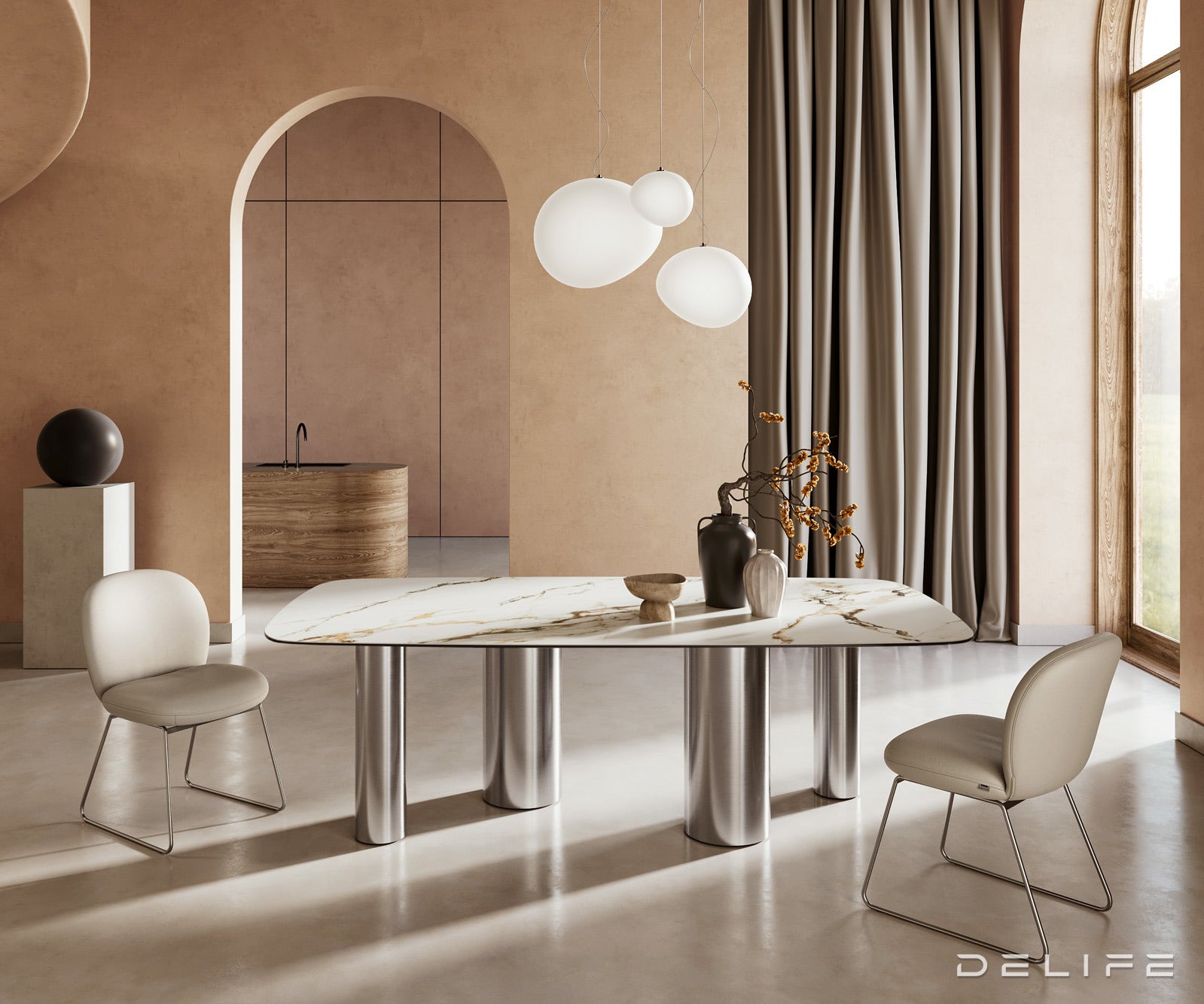 Jedilna miza Edge 240x120cm, Material: Keramika Calacatta Luxe