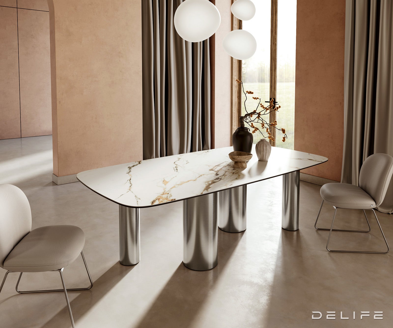 Jedilna miza Edge 240x120cm, Material: Keramika Calacatta Luxe