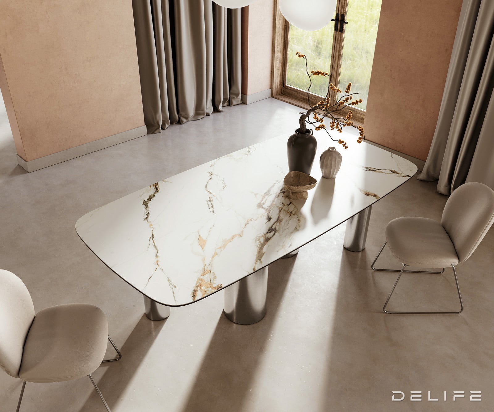 Jedilna miza Edge 240x120cm, Material: Keramika Calacatta Luxe