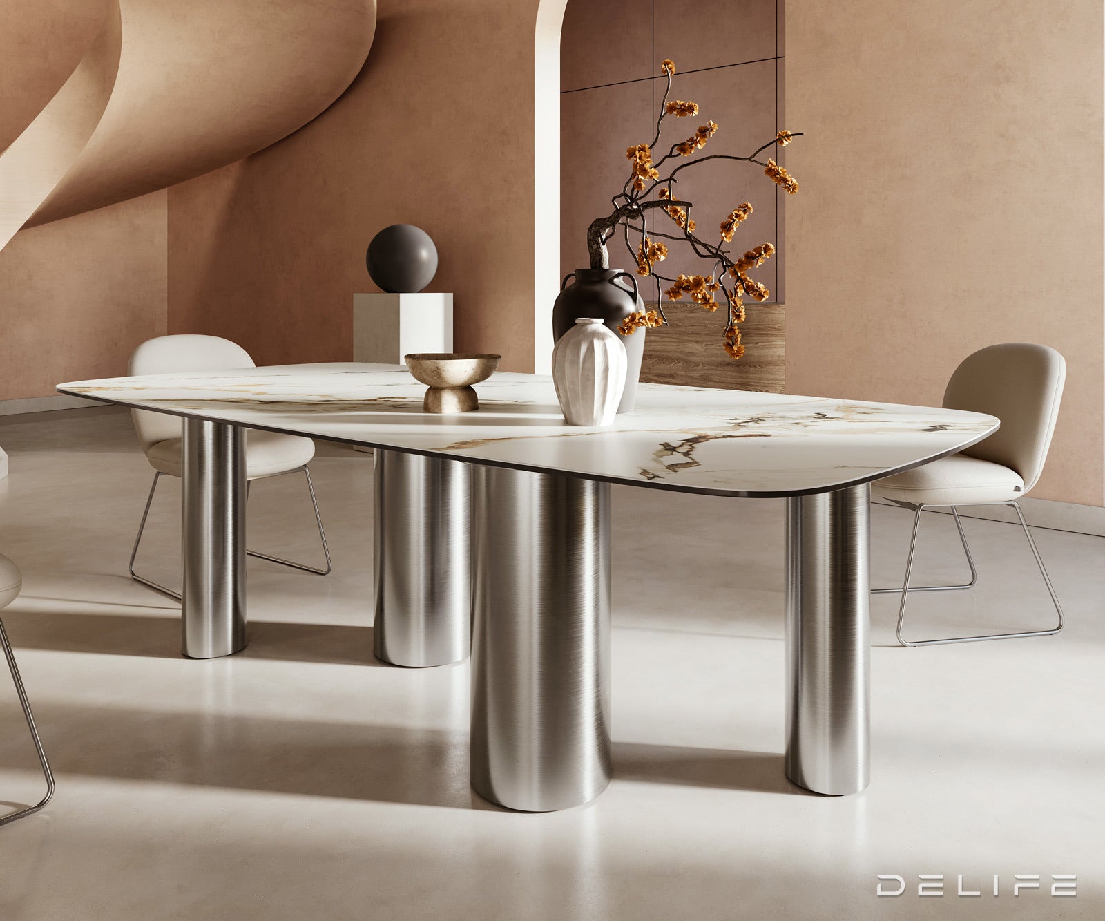 Jedilna miza Edge 240x120cm, Material: Keramika Calacatta Luxe