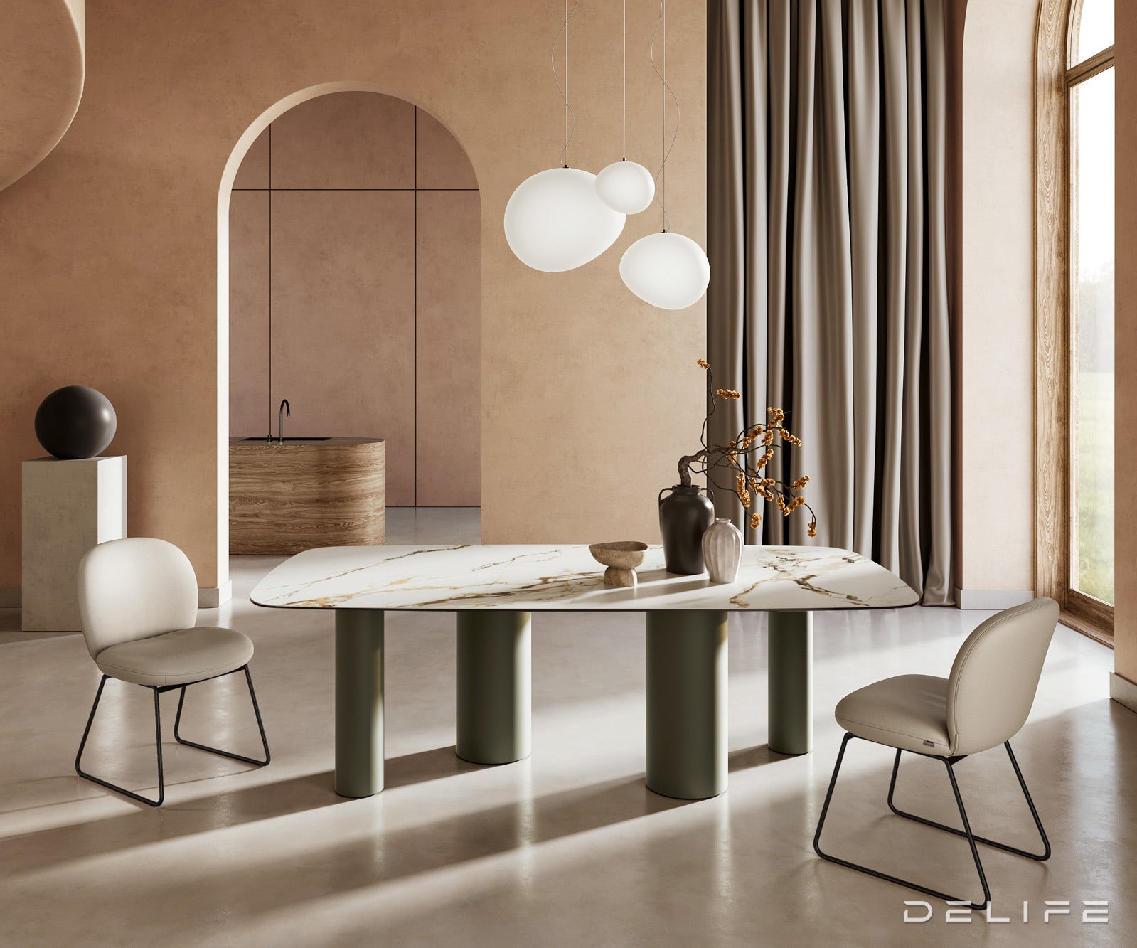 Jedilna miza Edge 240x120cm, Material: Keramika Calacatta Luxe