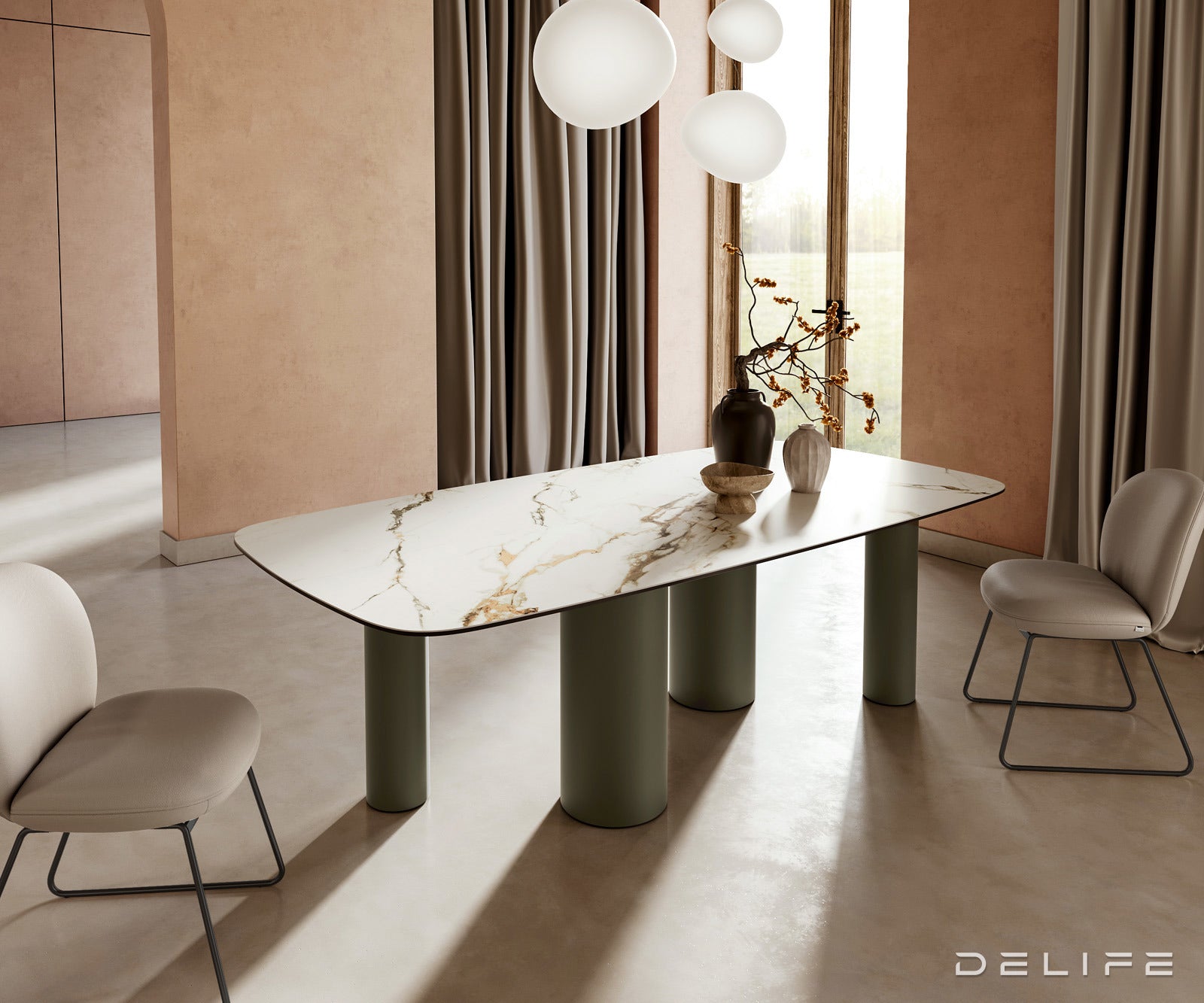 Jedilna miza Edge 240x120cm, Material: Keramika Calacatta Luxe