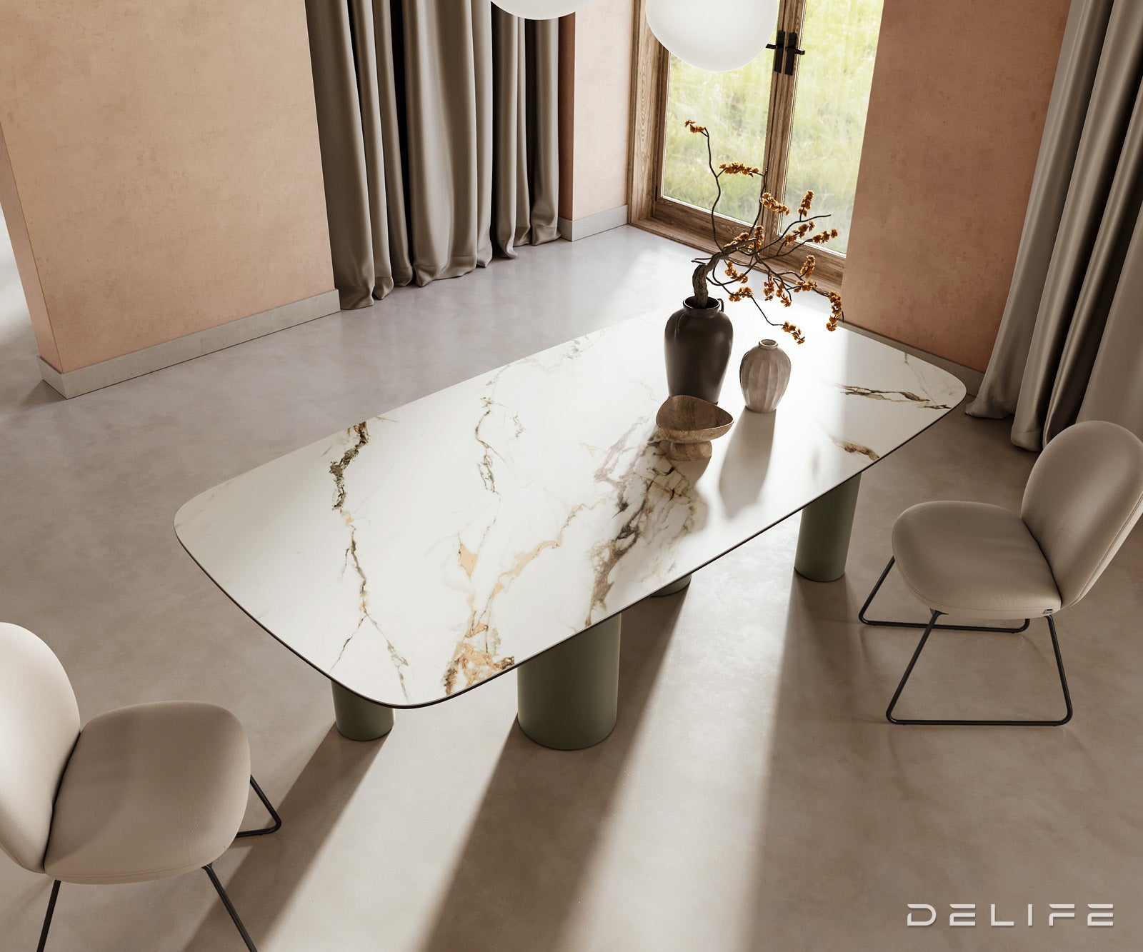 Jedilna miza Edge 240x120cm, Material: Keramika Calacatta Luxe
