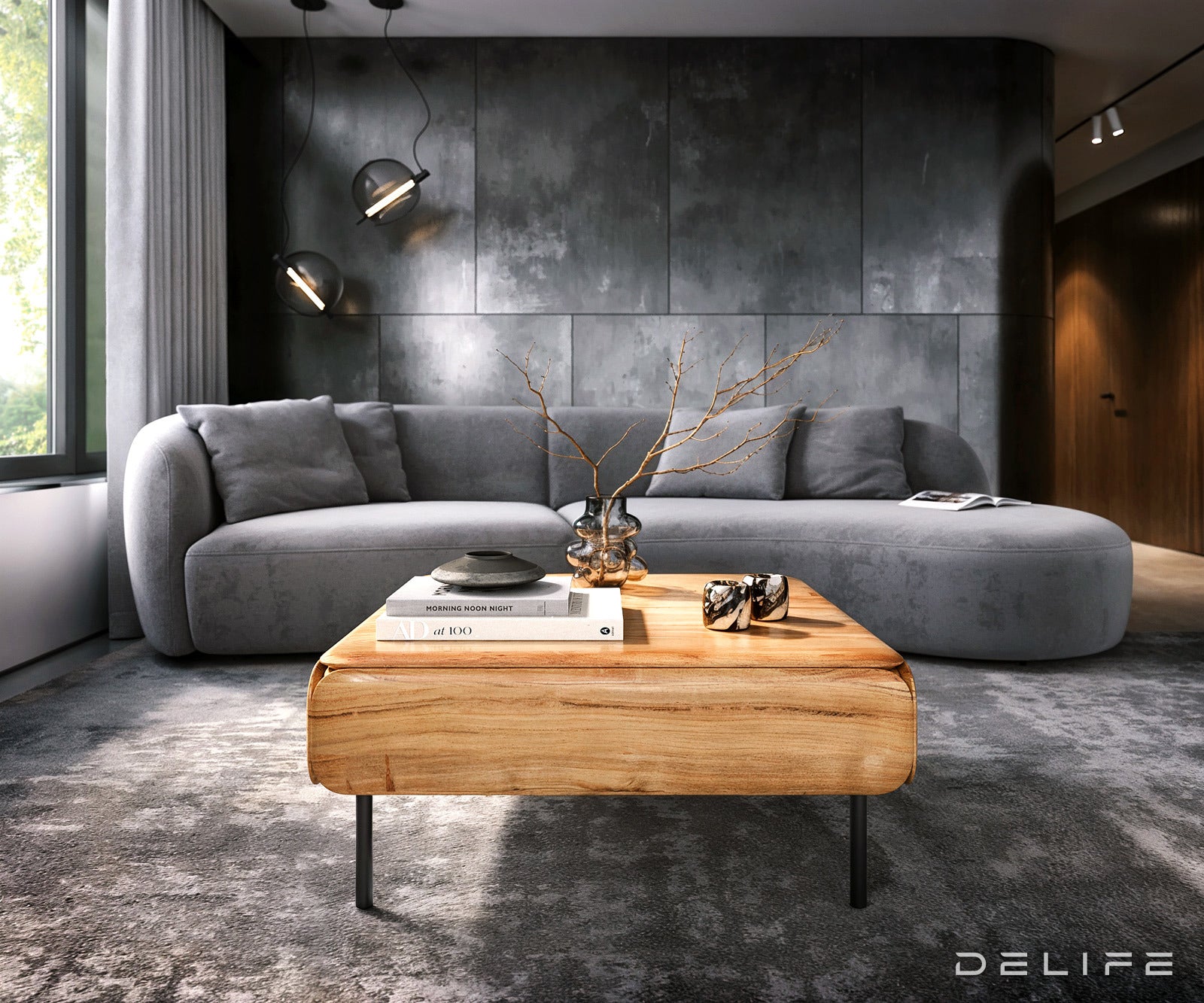 Klubska mizica Shavani 90x90cm, Material: Akacija