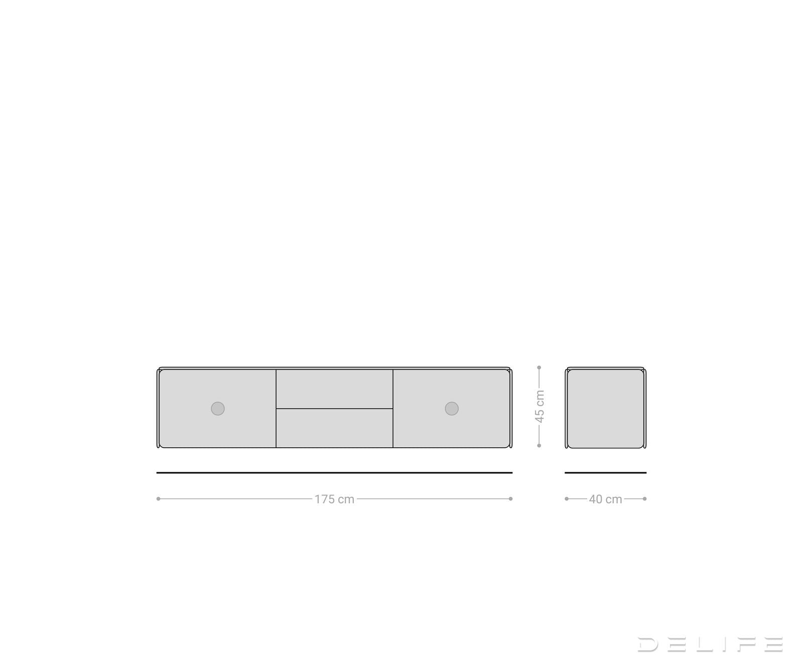 Viseča TV komoda Shavani 175x40cm, Material: akacija