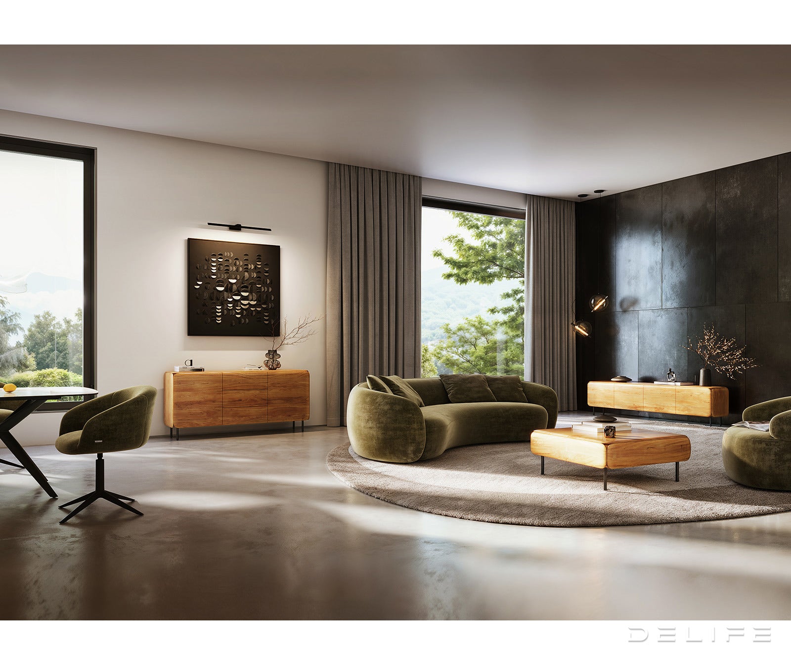 Viseča TV komoda Shavani 175x40cm, Material: akacija