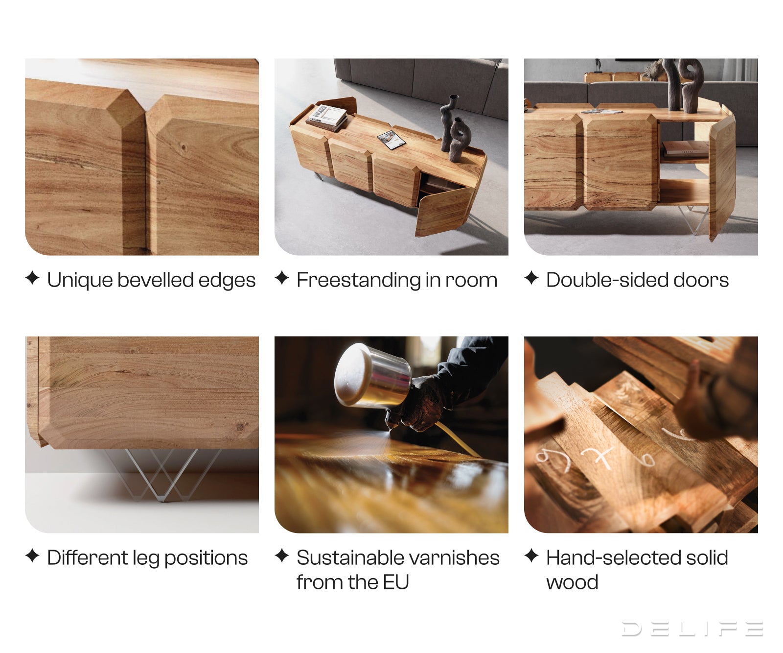 Kiano komoda 200x40cm, Material: Akacija 