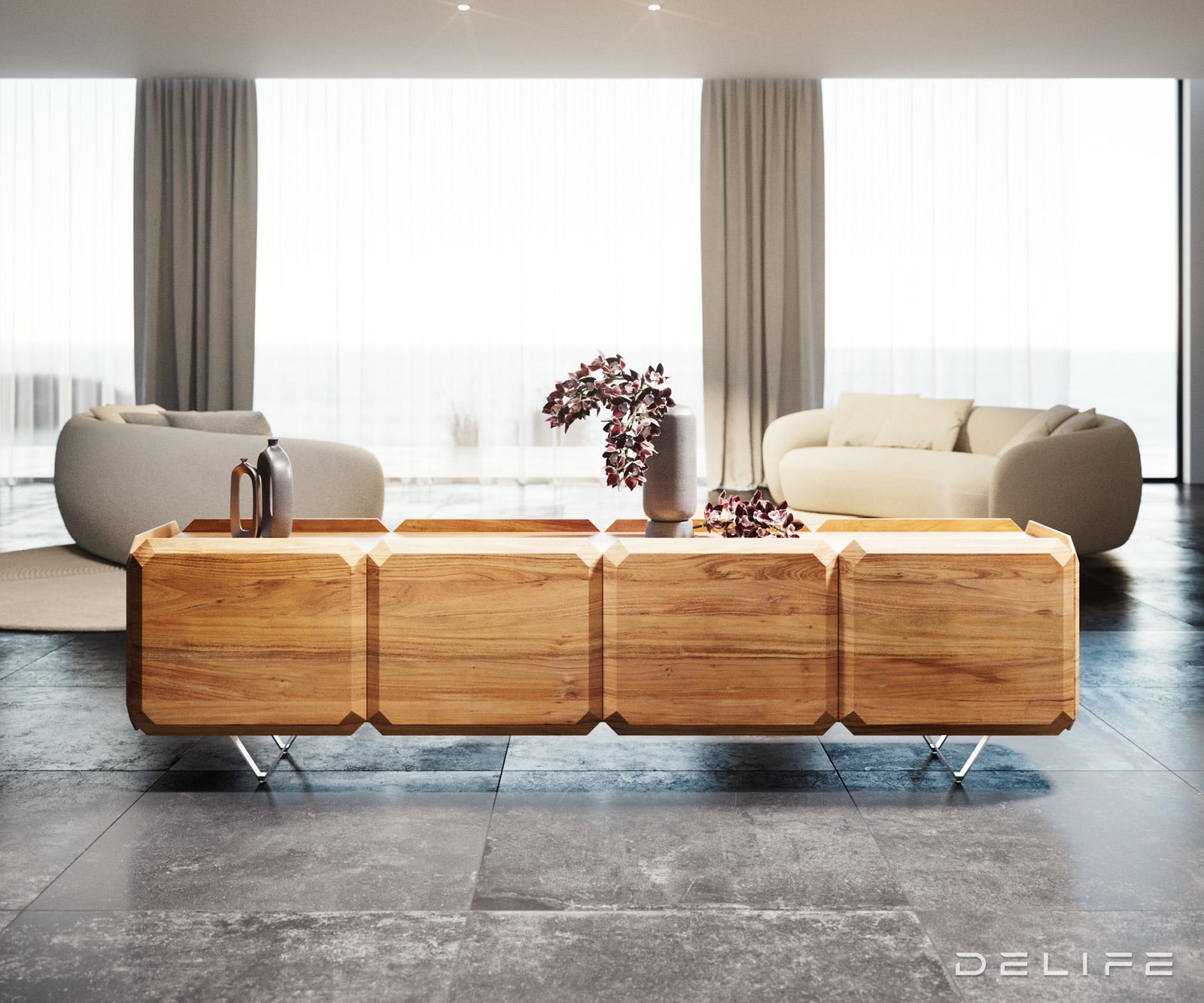 Kiano komoda 220x40cm, Material: Akacija 