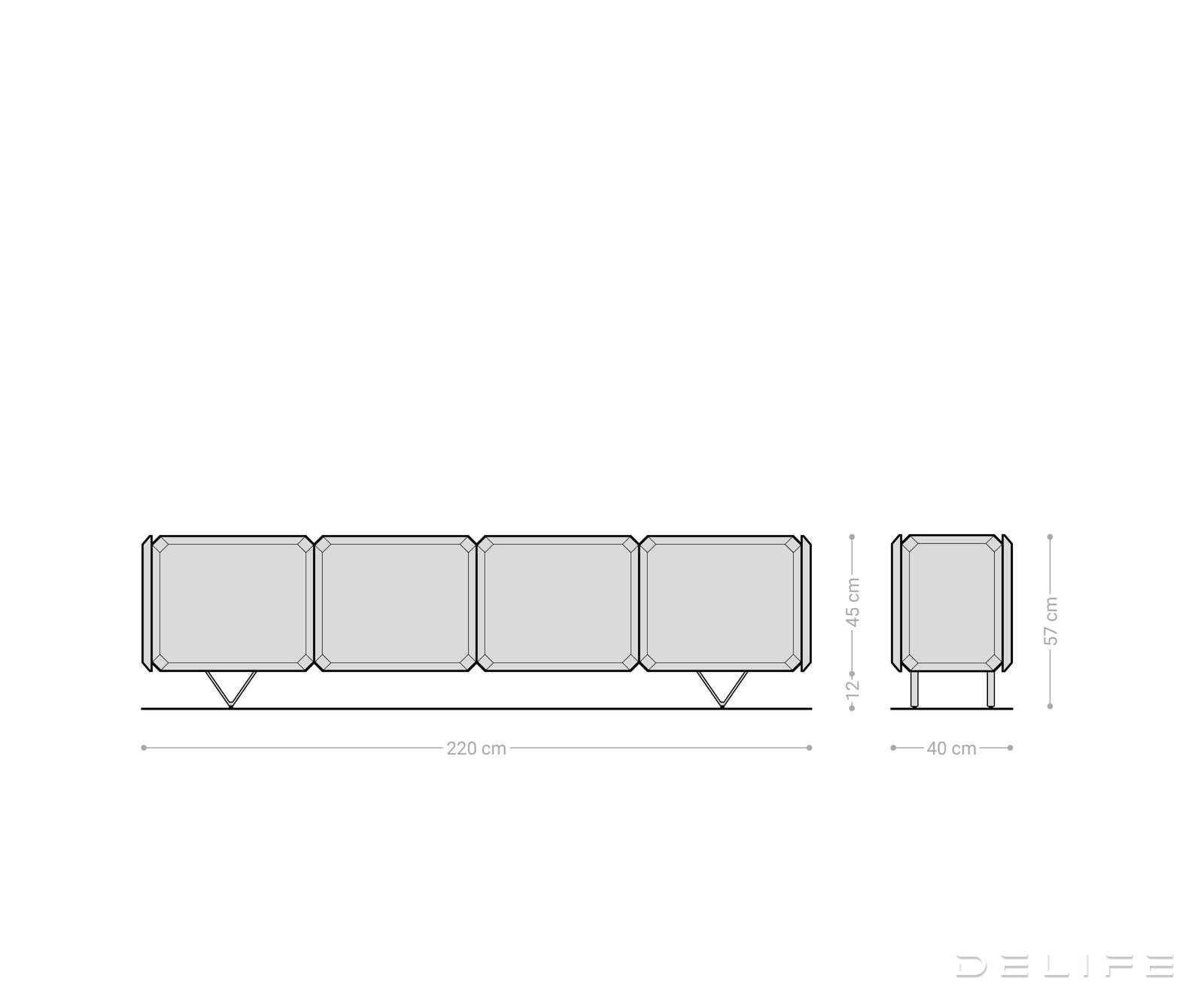 Kiano komoda 220x40cm, Material: Akacija 