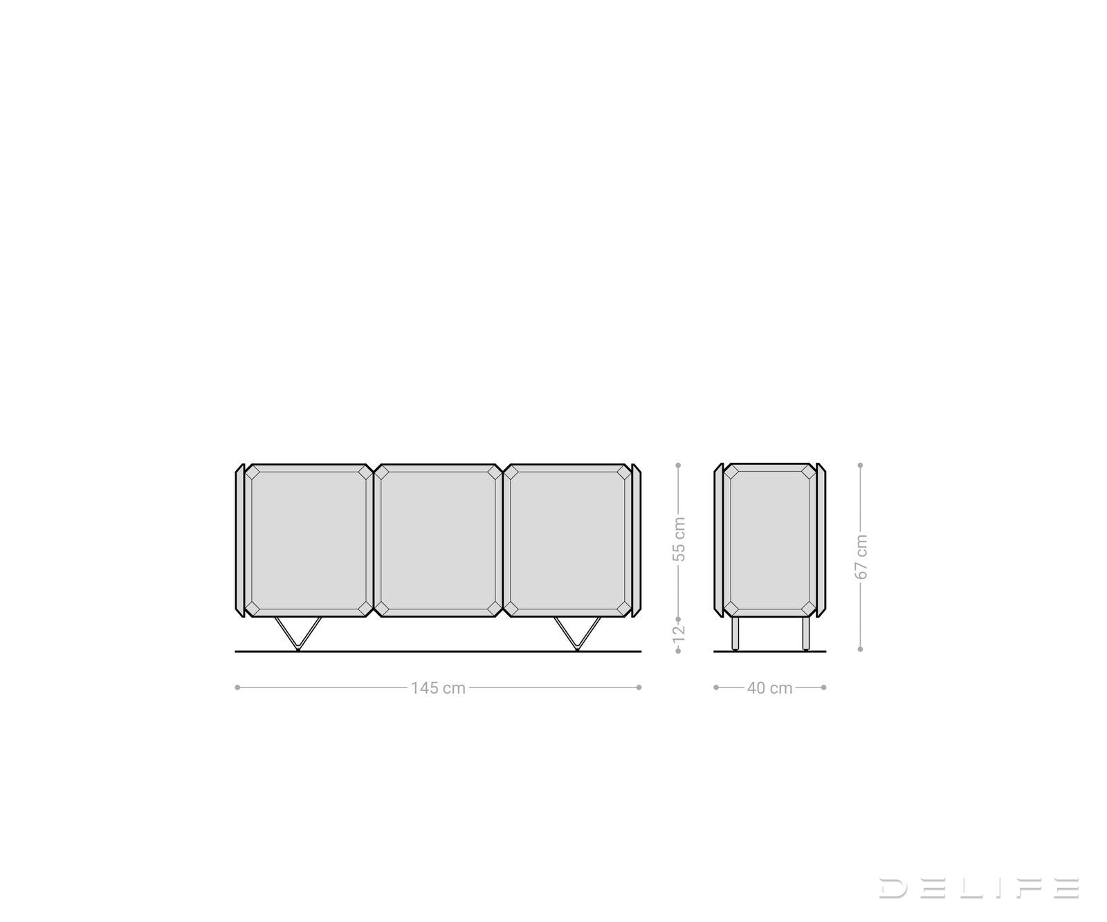 Komoda Kiano 145x40cm, Materijal: Bagrem