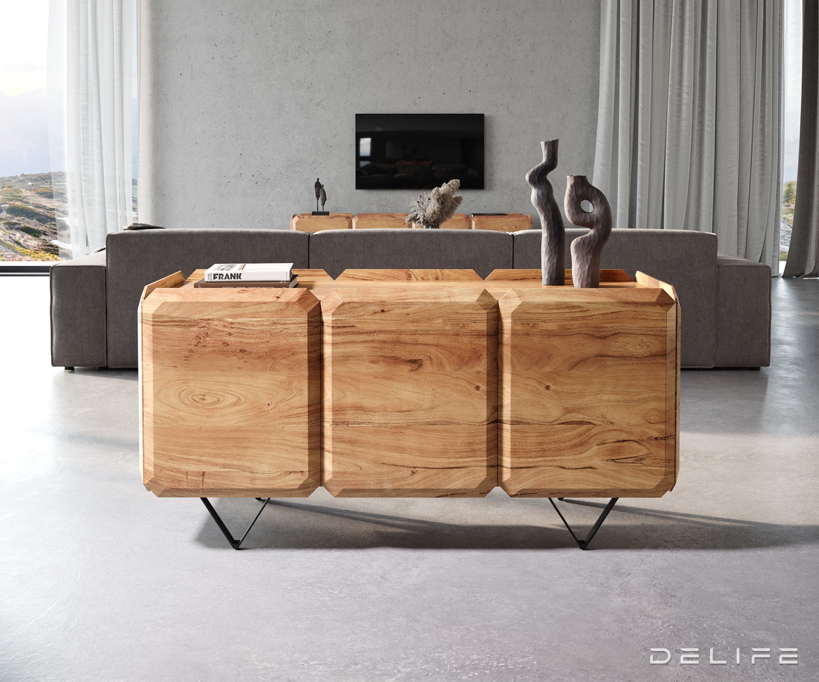 Komoda Kiano 145x40cm, Materijal: Bagrem