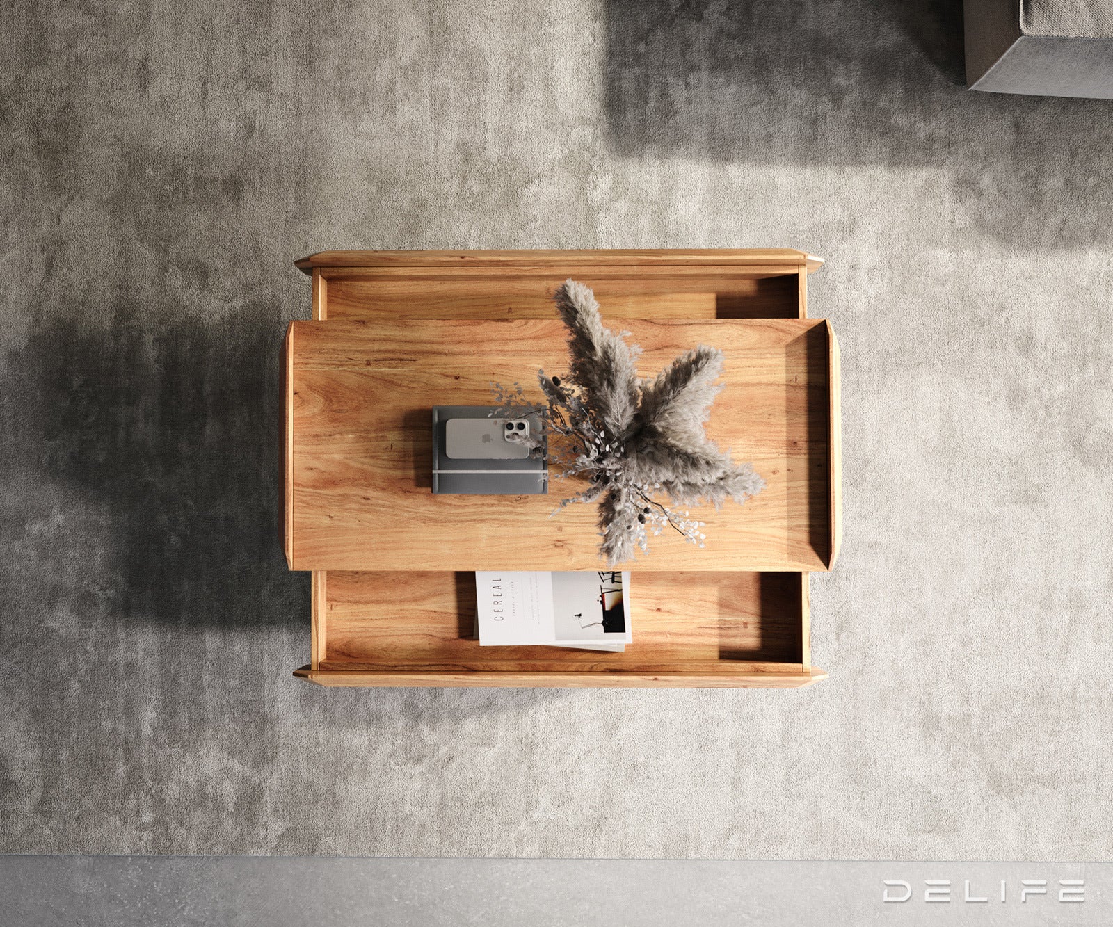 Kiano klubska mizica 100x50cm, Material: Akacija