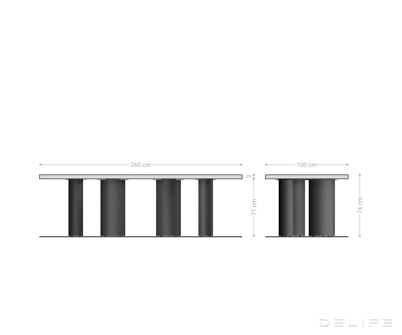 Blagovaonski stol Edge 260x100cm, Materijal: Bagrem