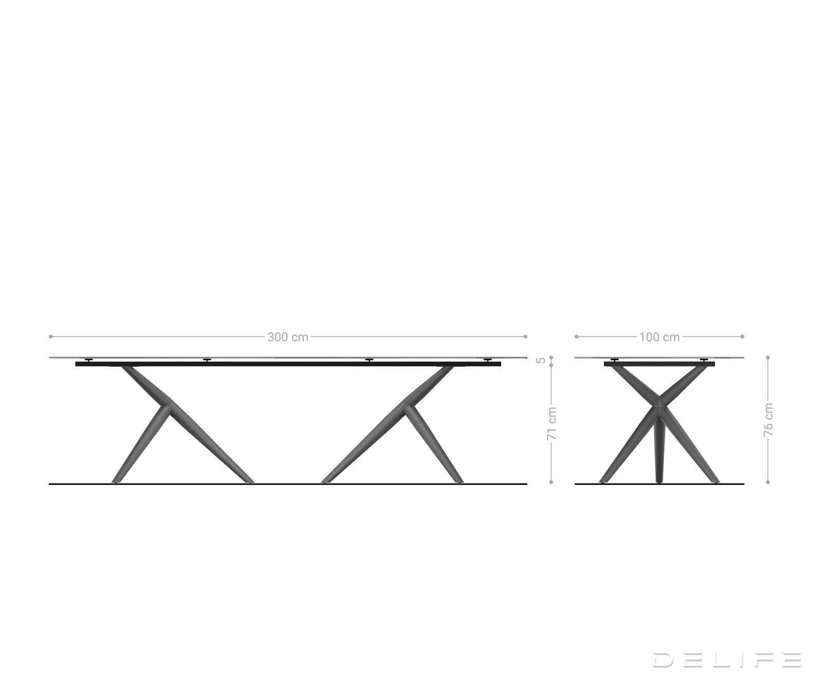 Jedilna miza z robom 300x100cm, Material: Keramika Laminam Nero Greco