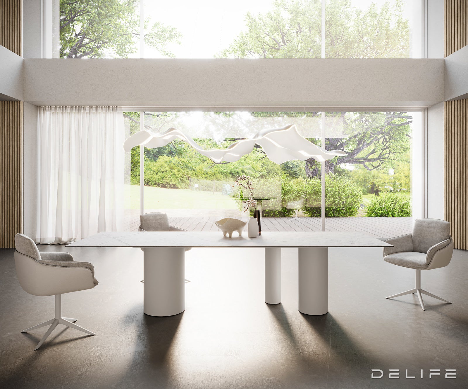 Jedilna miza z robom 300x100cm, Material: Laminam Statuarietto Ceramics