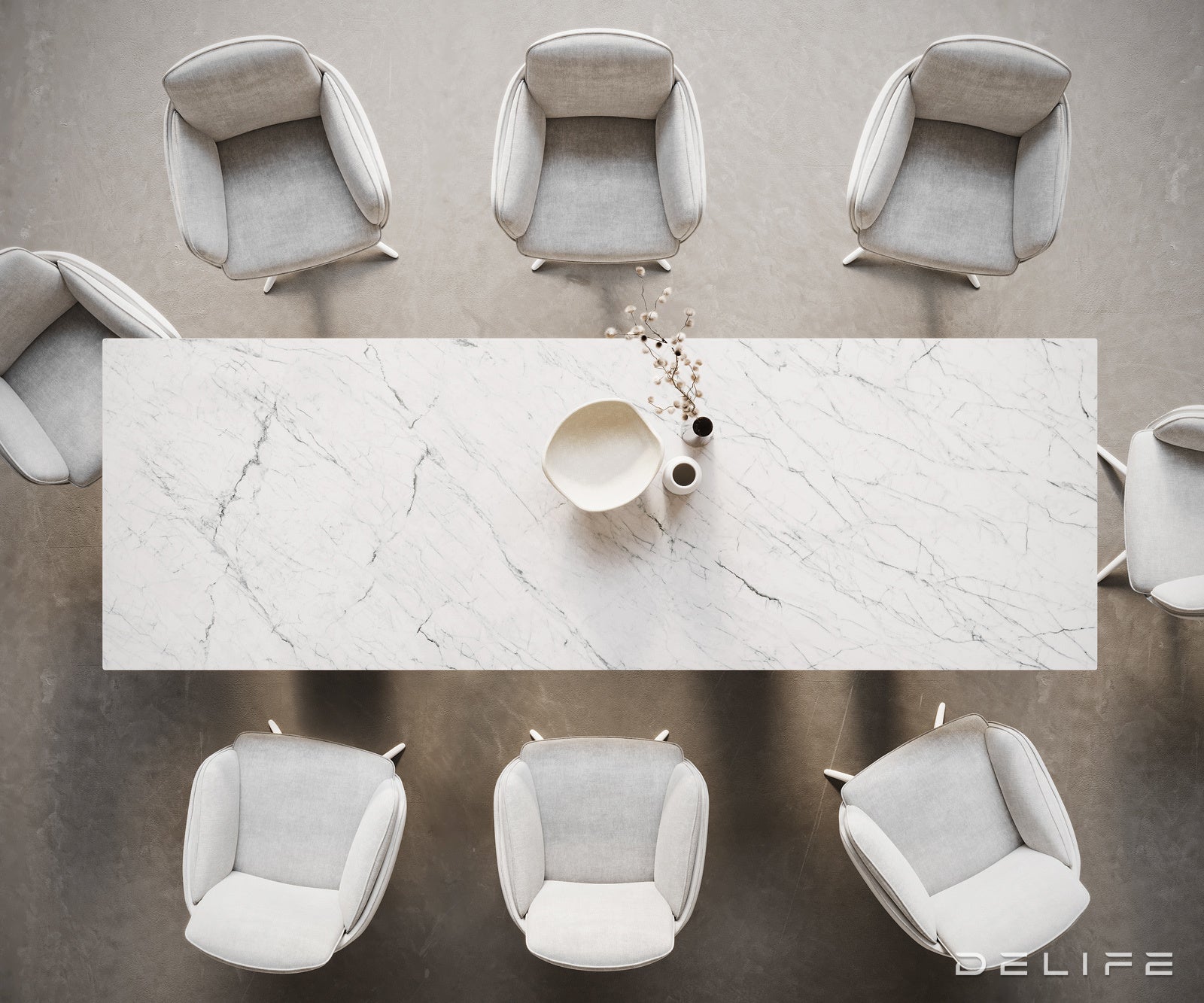 Jedilna miza z robom 300x100cm, Material: Laminam Statuarietto Ceramics