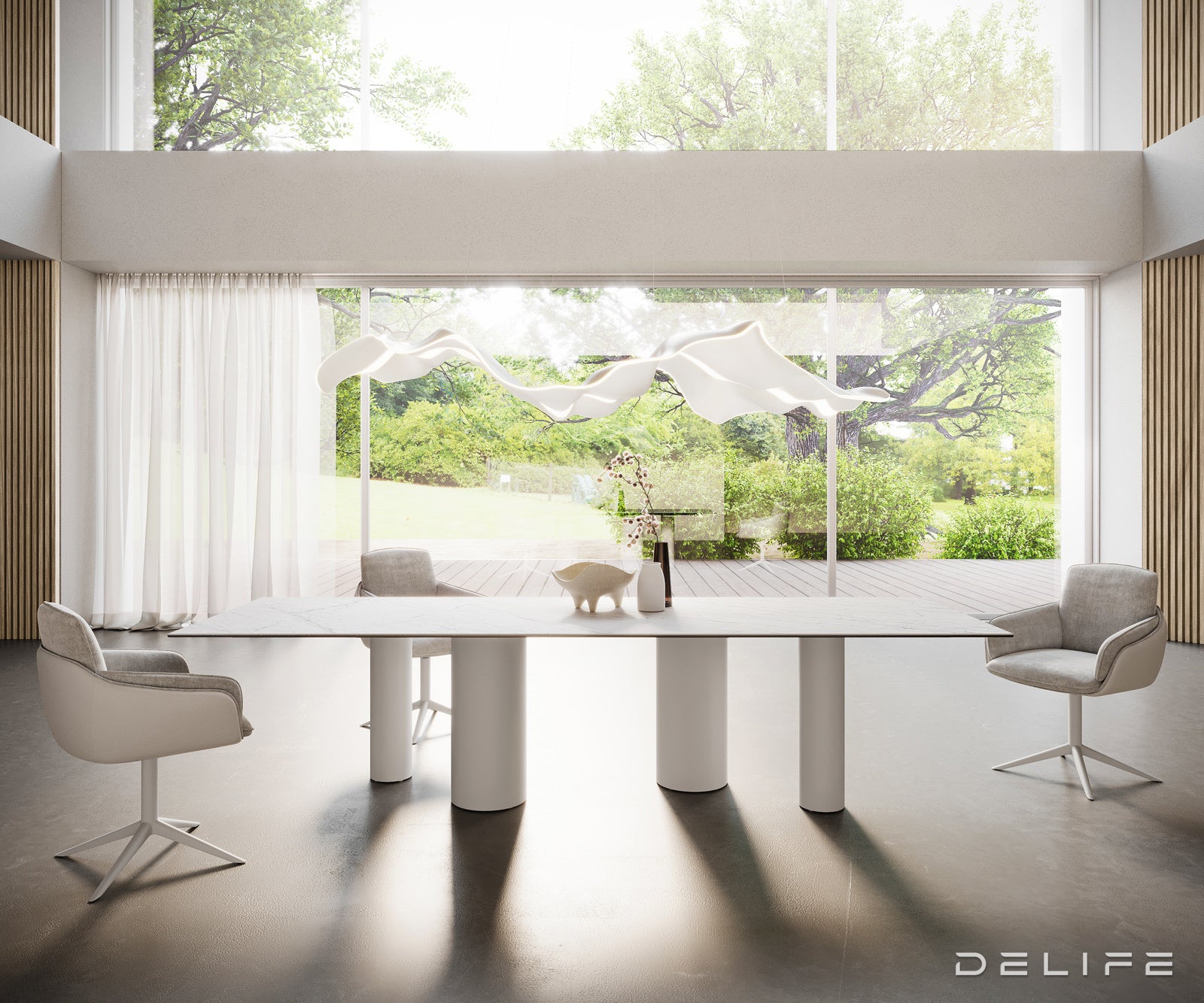 Jedilna miza z robom 300x100cm, Material: Laminam Statuarietto Ceramics