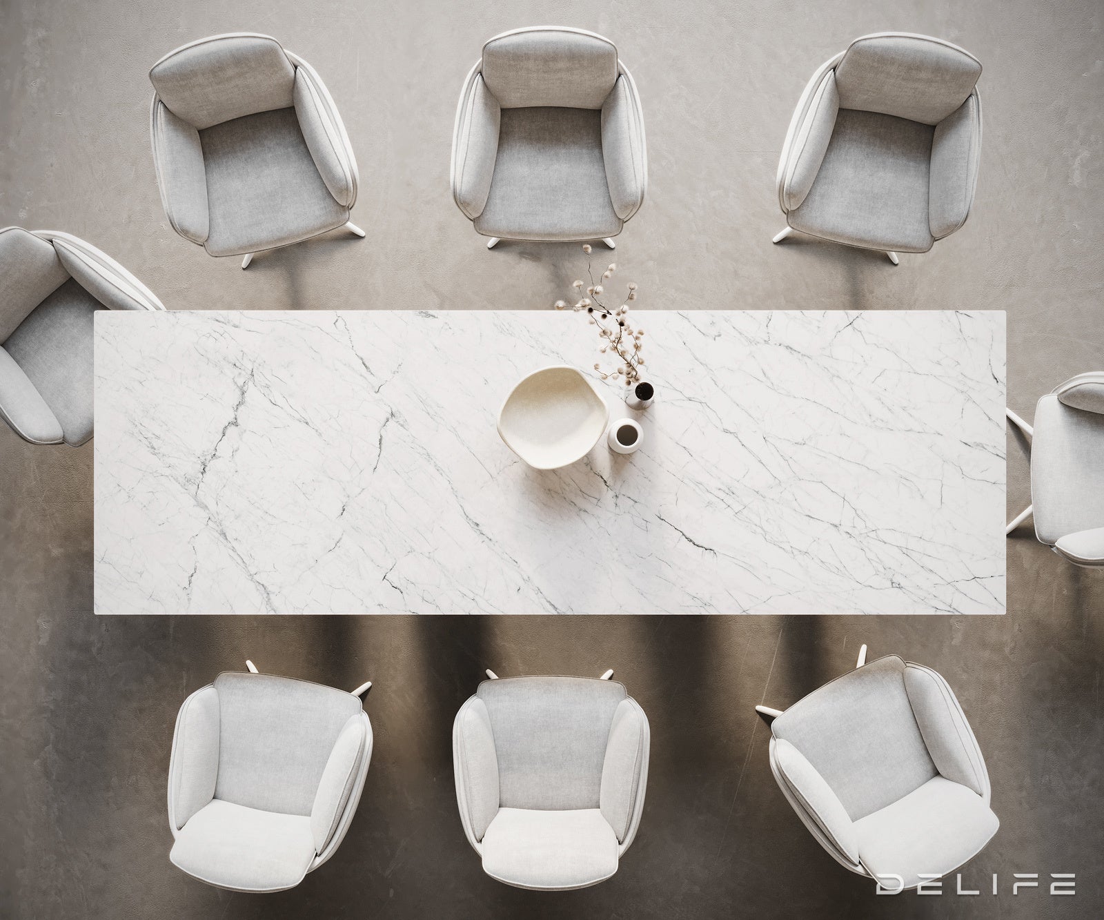 Jedilna miza z robom 300x100cm, Material: Laminam Statuarietto Ceramics