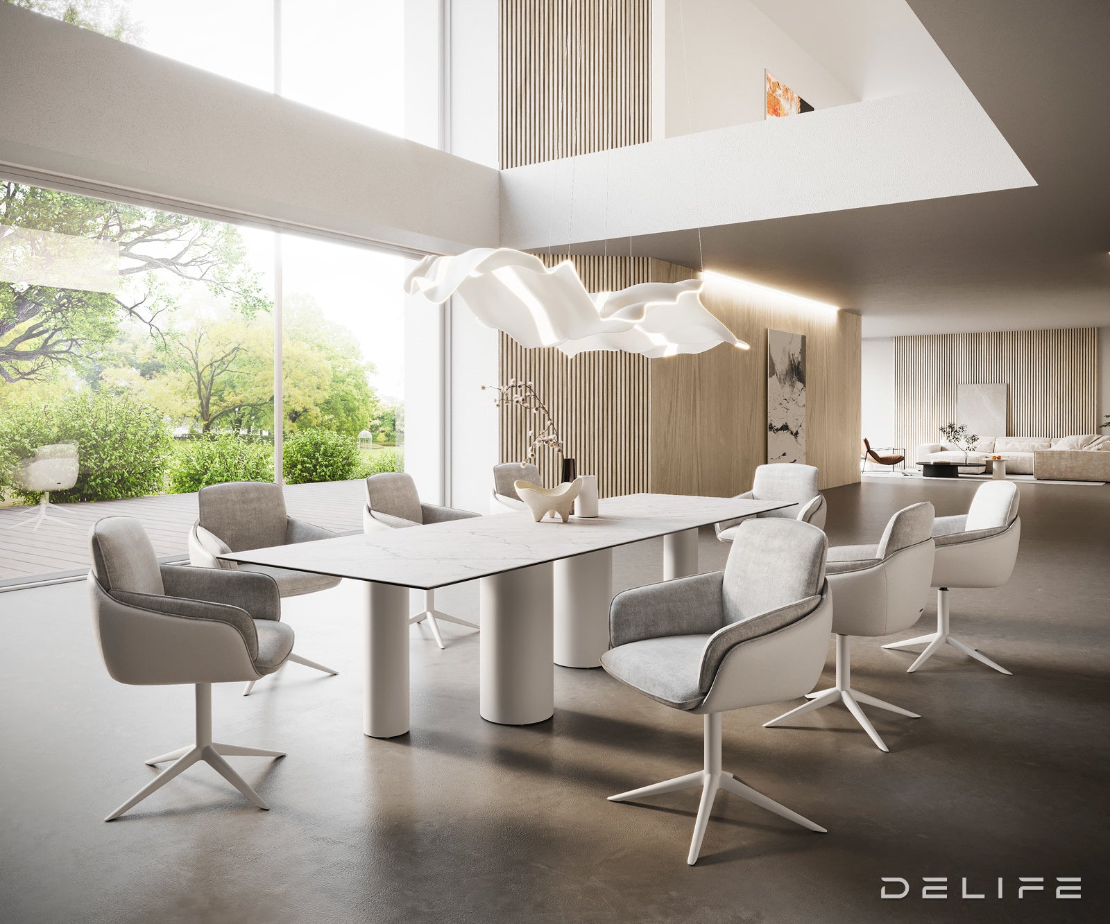 Jedilna miza z robom 300x100cm, Material: Laminam Statuarietto Ceramics