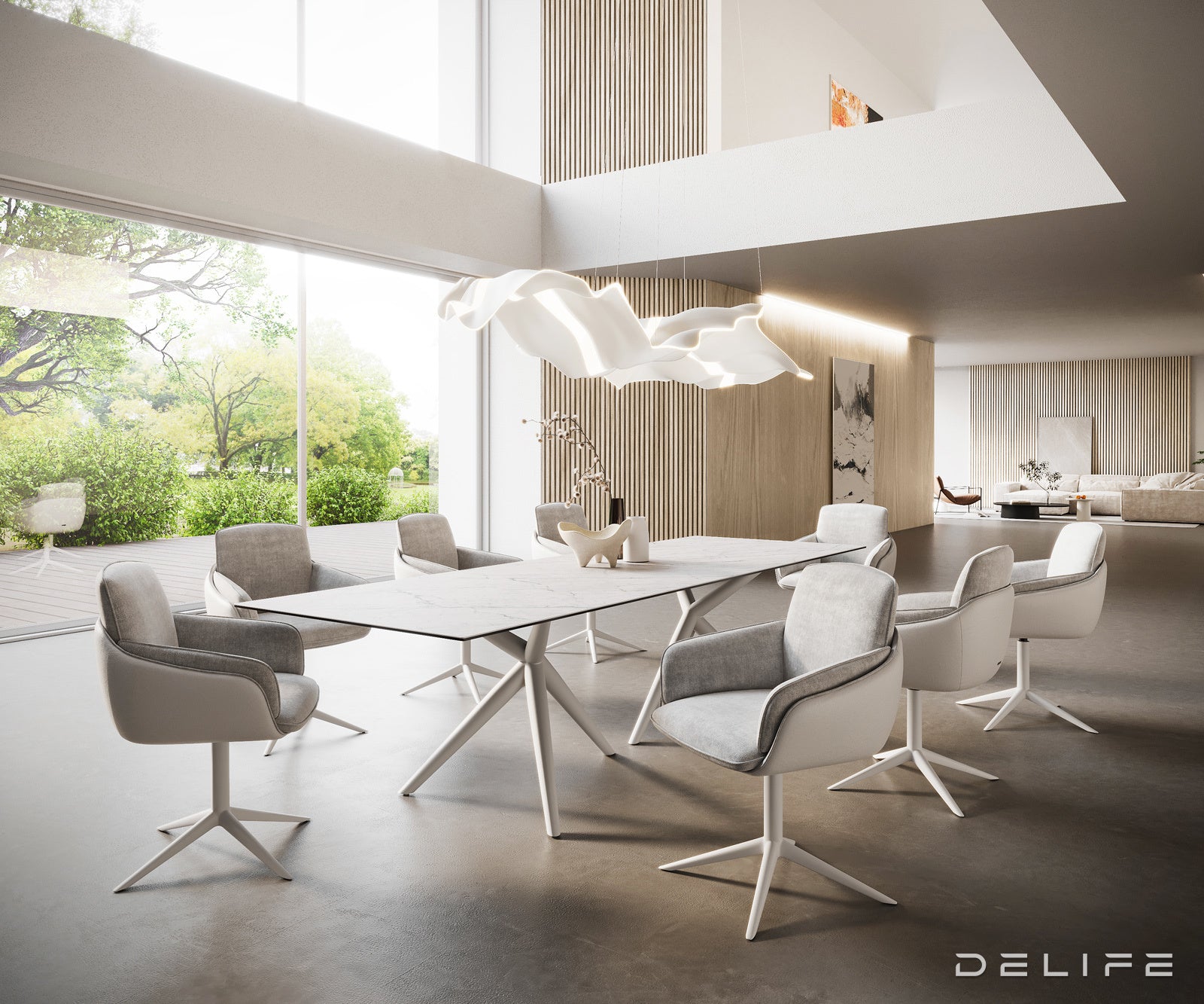 Jedilna miza z robom 300x100cm, Material: Laminam Statuarietto Ceramics