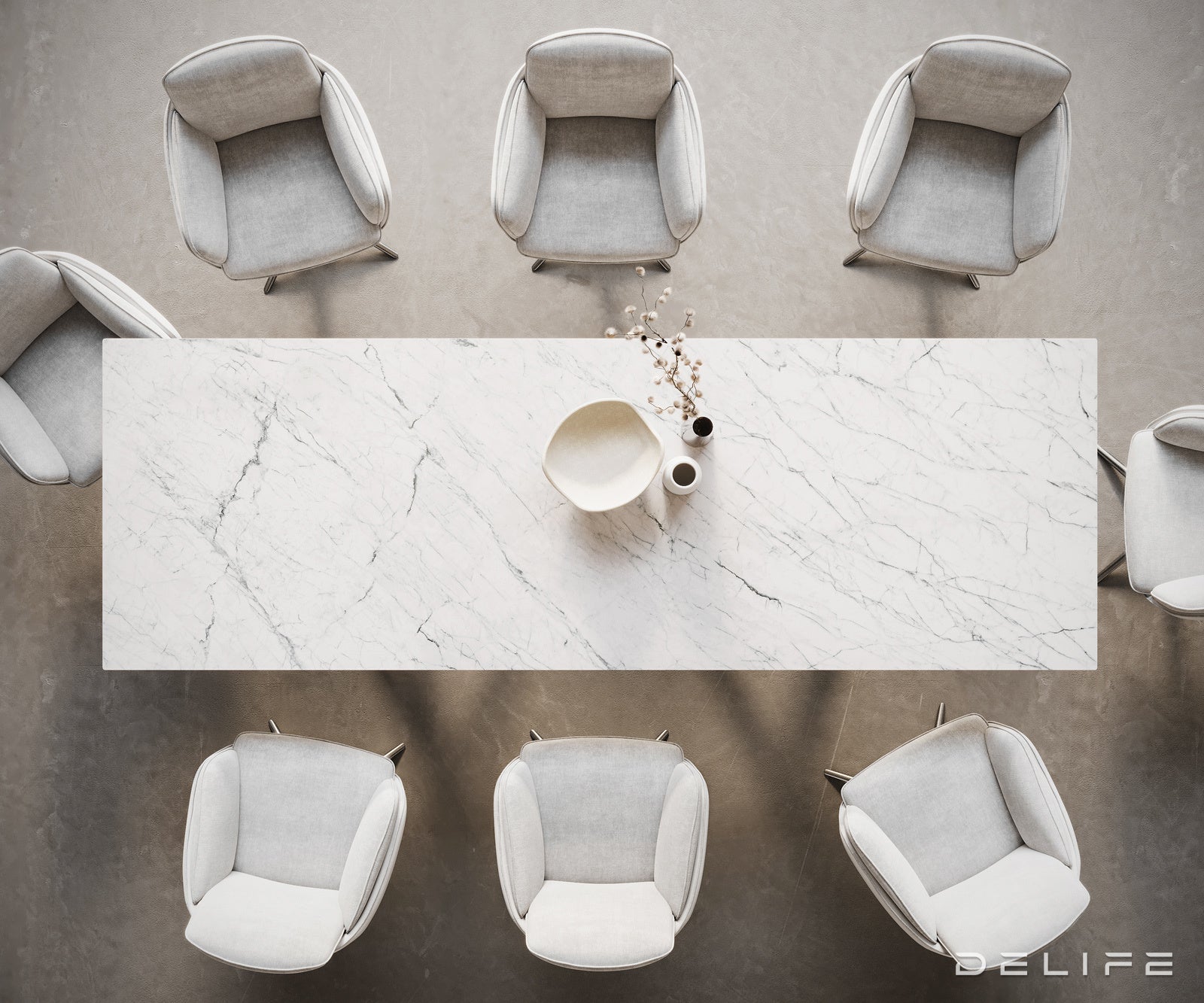 Jedilna miza z robom 300x100cm, Material: Laminam Statuarietto Ceramics