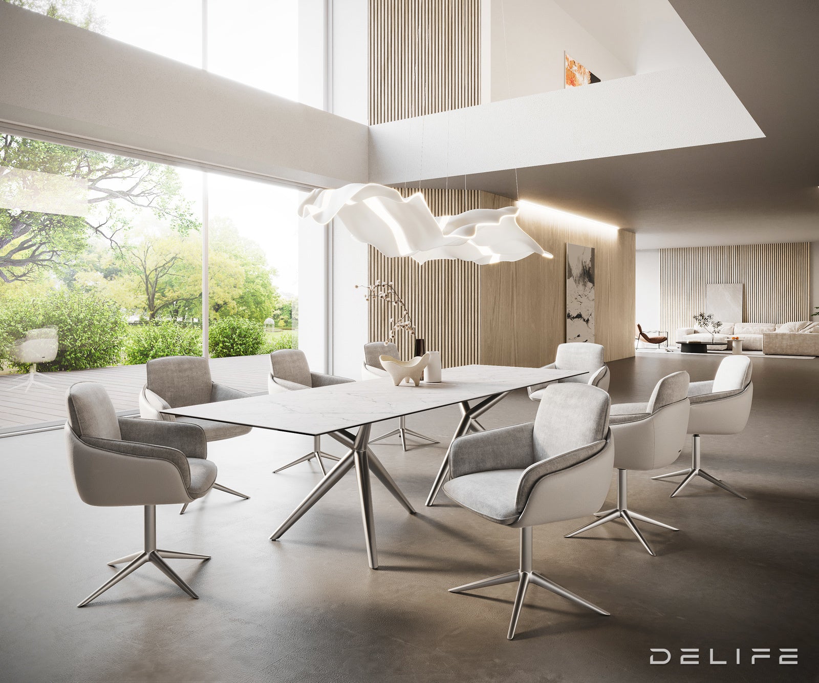 Jedilna miza z robom 300x100cm, Material: Laminam Statuarietto Ceramics