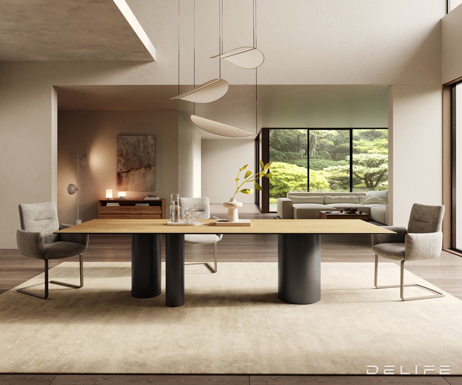 Jedilna miza z robom 300x100cm, Material: Laminam Sabbia Ceramics