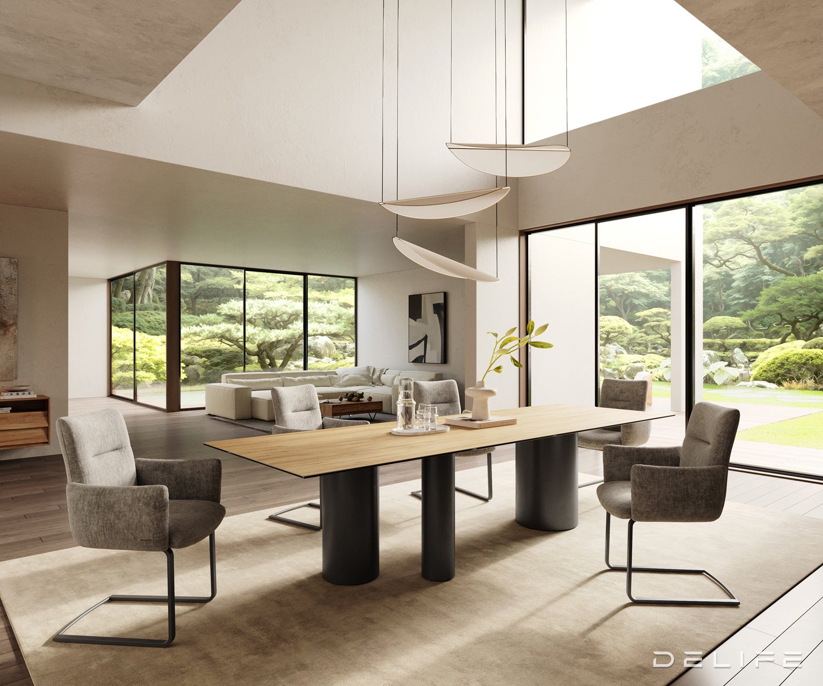 Jedilna miza z robom 300x100cm, Material: Laminam Sabbia Ceramics