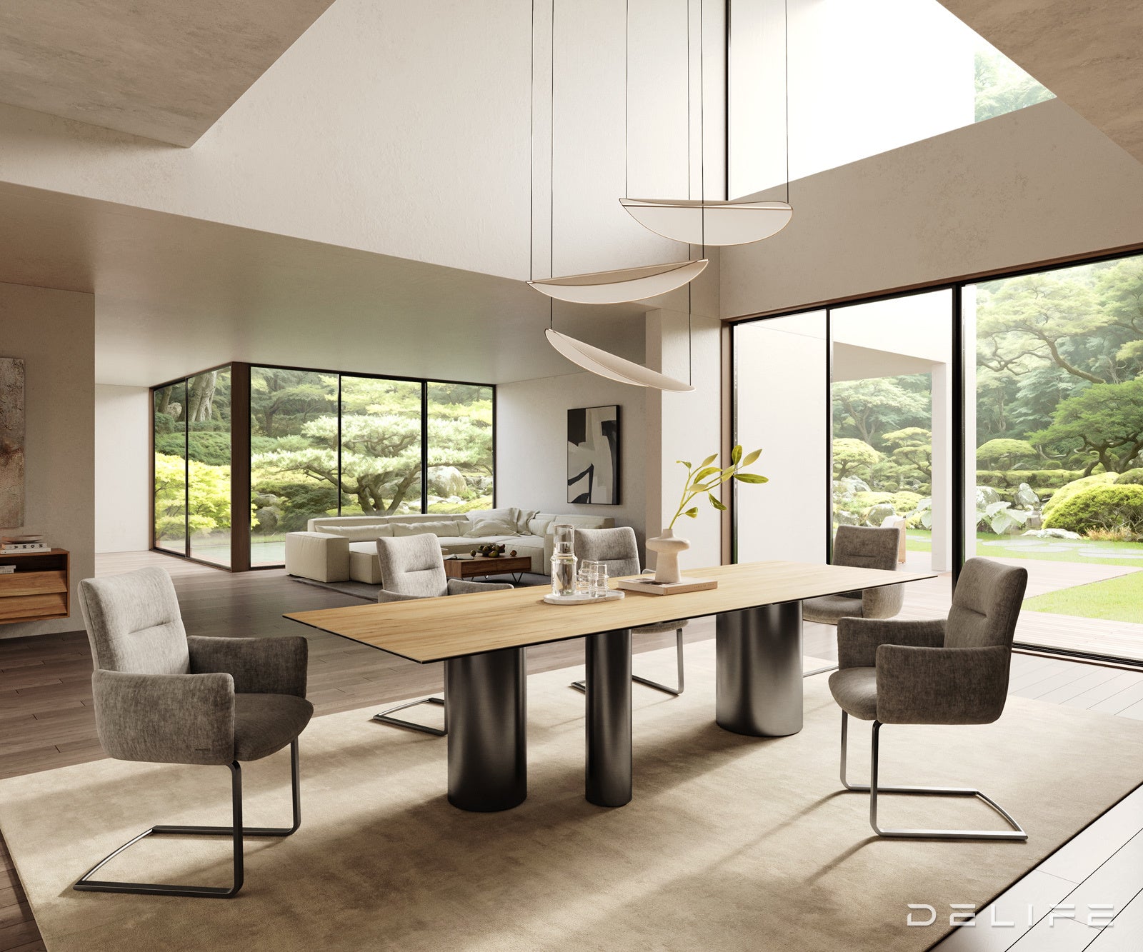 Jedilna miza z robom 300x100cm, Material: Laminam Sabbia Ceramics