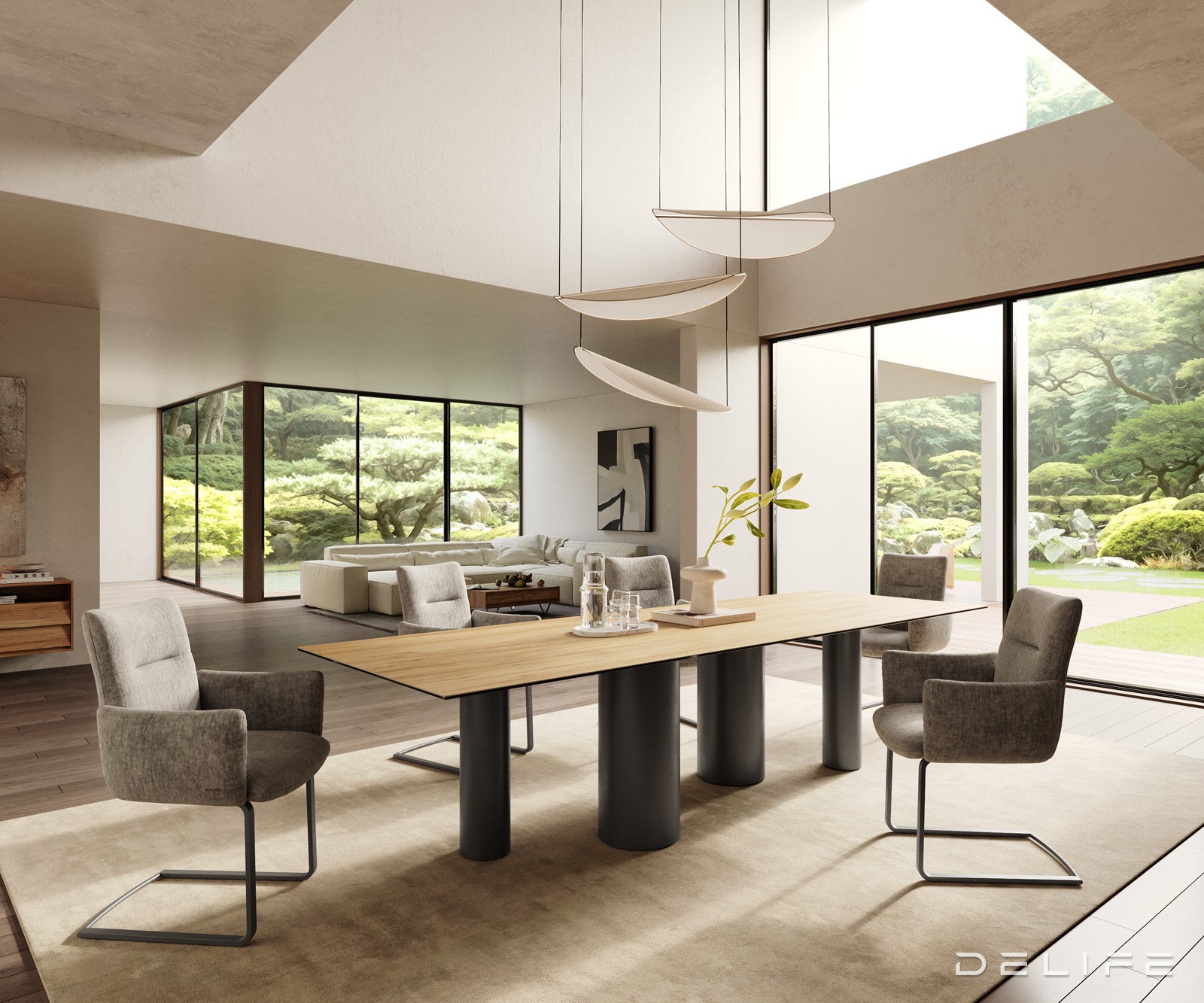 Jedilna miza z robom 300x100cm, Material: Laminam Sabbia Ceramics