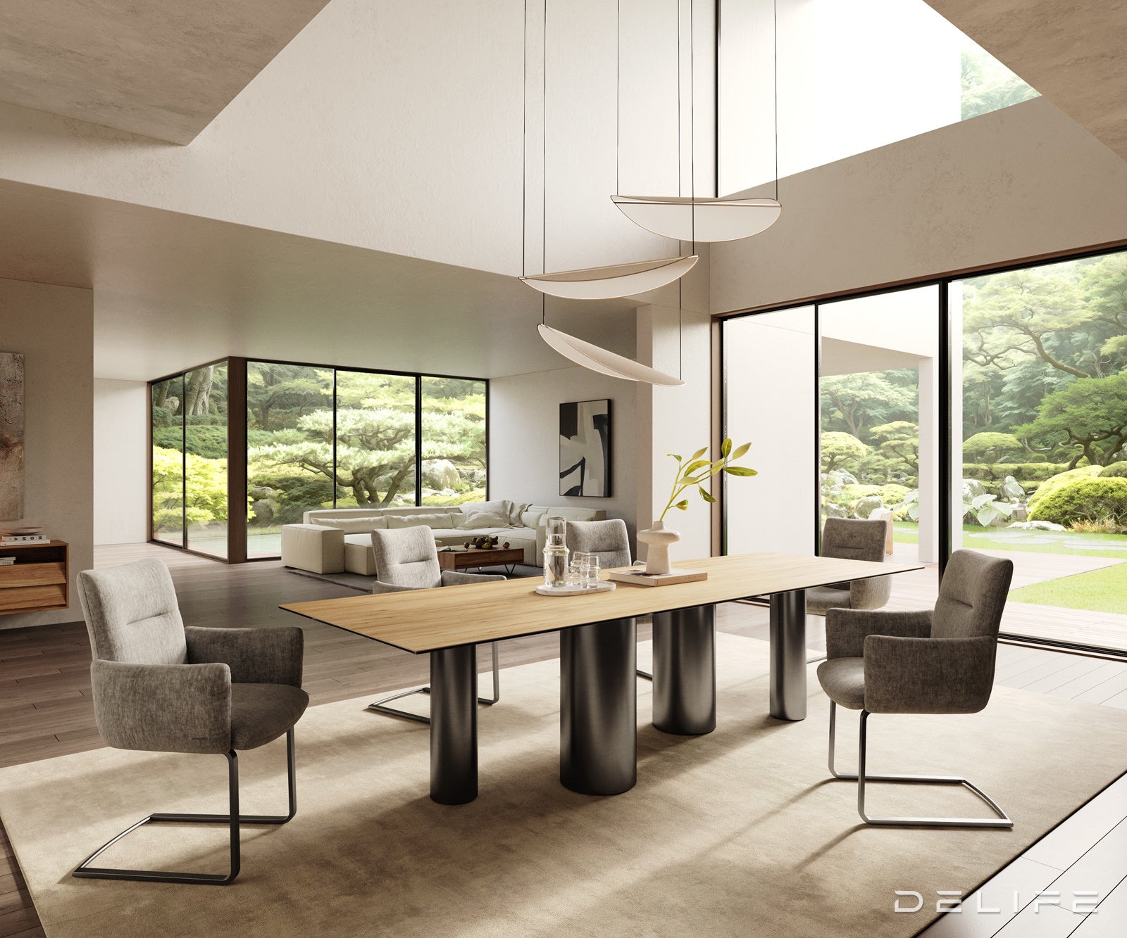 Jedilna miza z robom 300x100cm, Material: Laminam Sabbia Ceramics