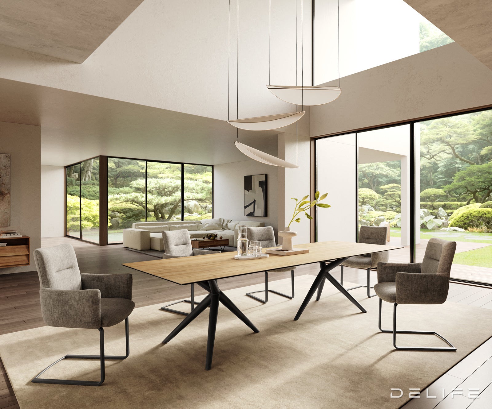 Jedilna miza z robom 300x100cm, Material: Laminam Sabbia Ceramics