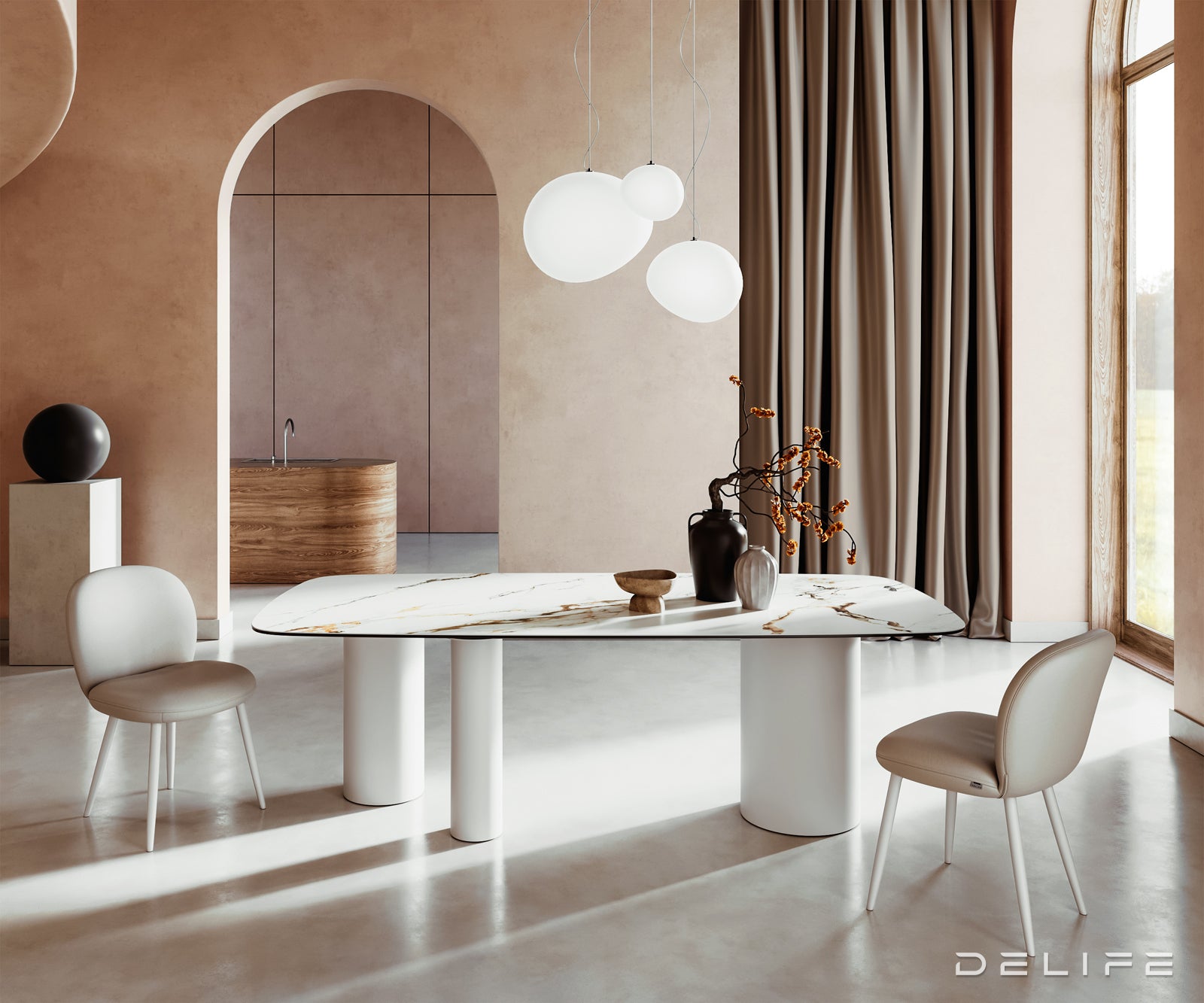 Jedilna miza Edge 240x120cm, Material: Keramika Calacatta Luxe