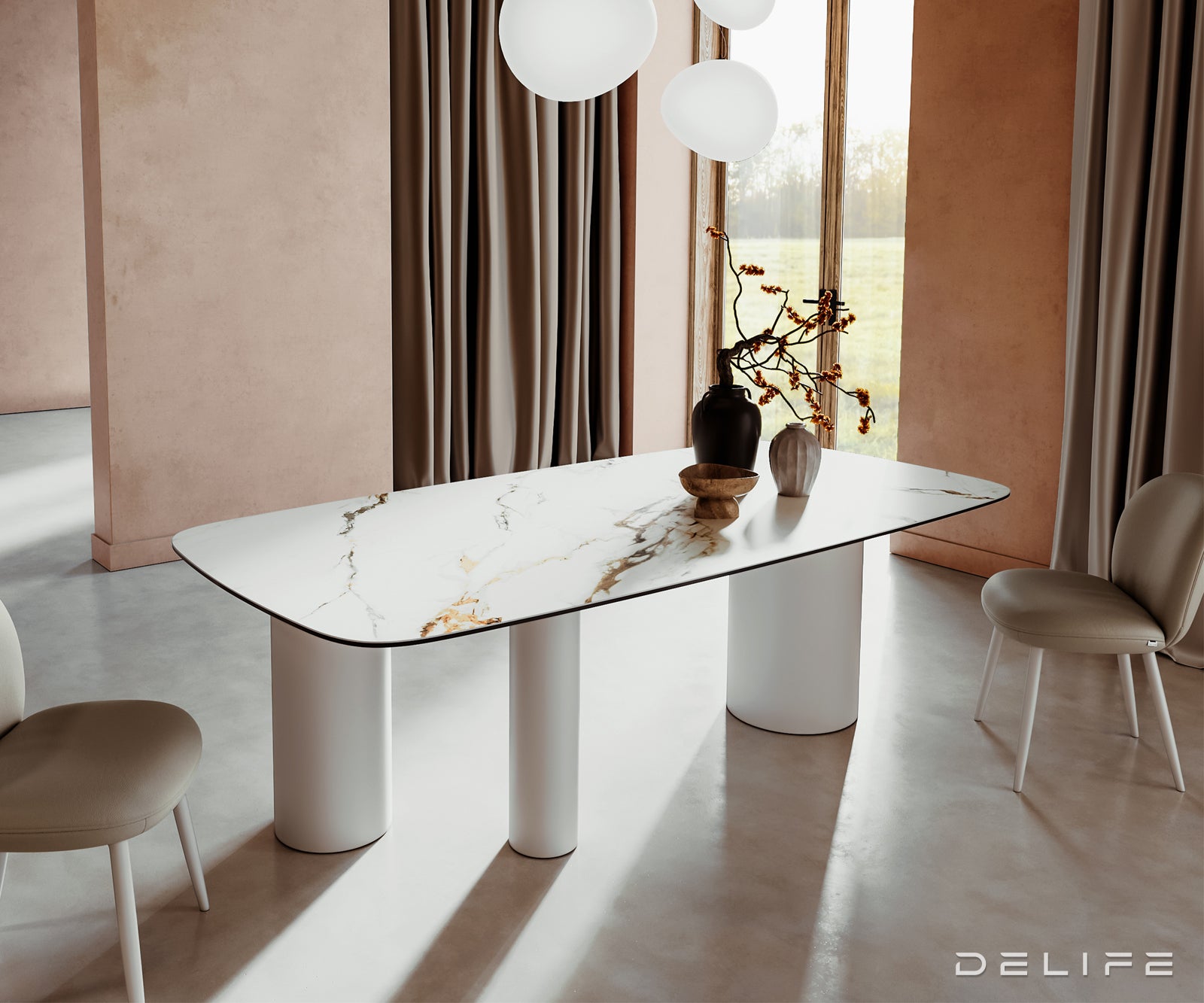 Jedilna miza Edge 240x120cm, Material: Keramika Calacatta Luxe