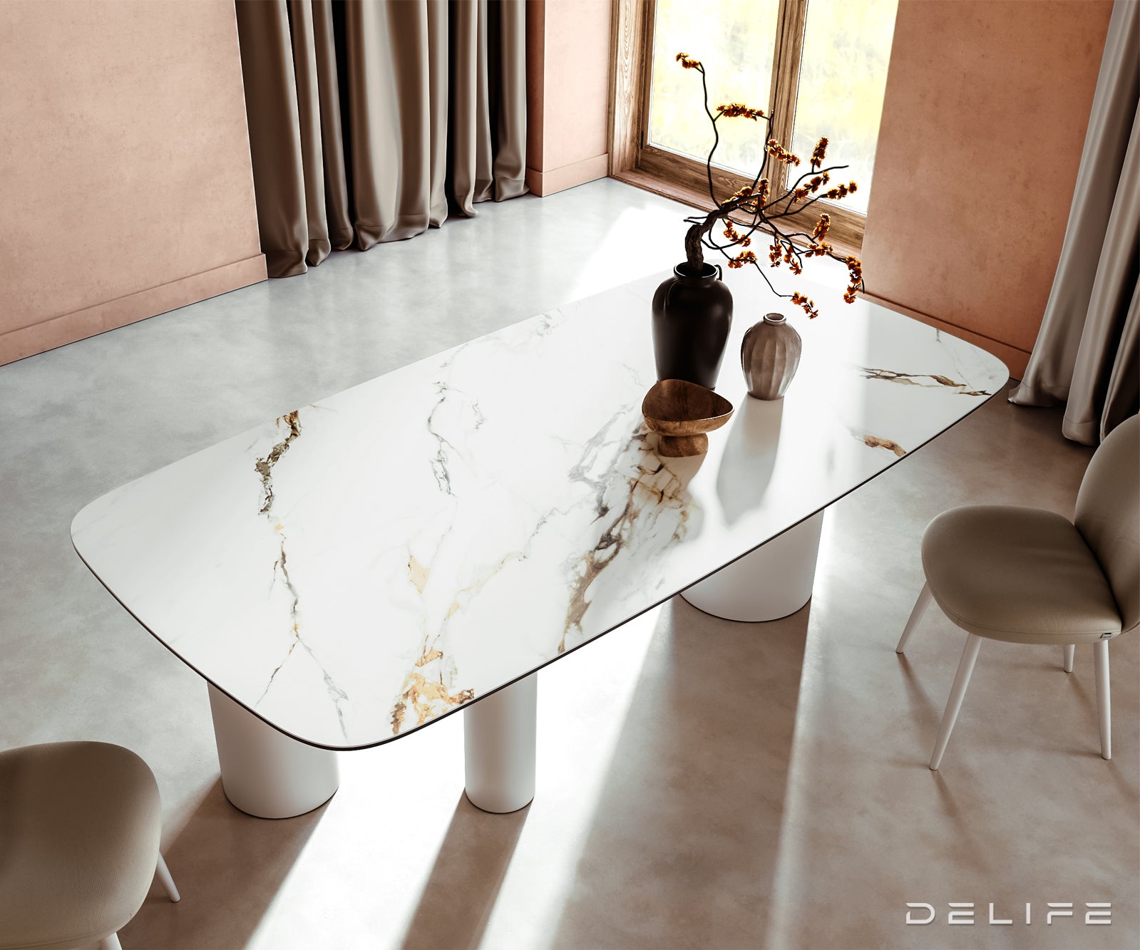 Jedilna miza Edge 240x120cm, Material: Keramika Calacatta Luxe