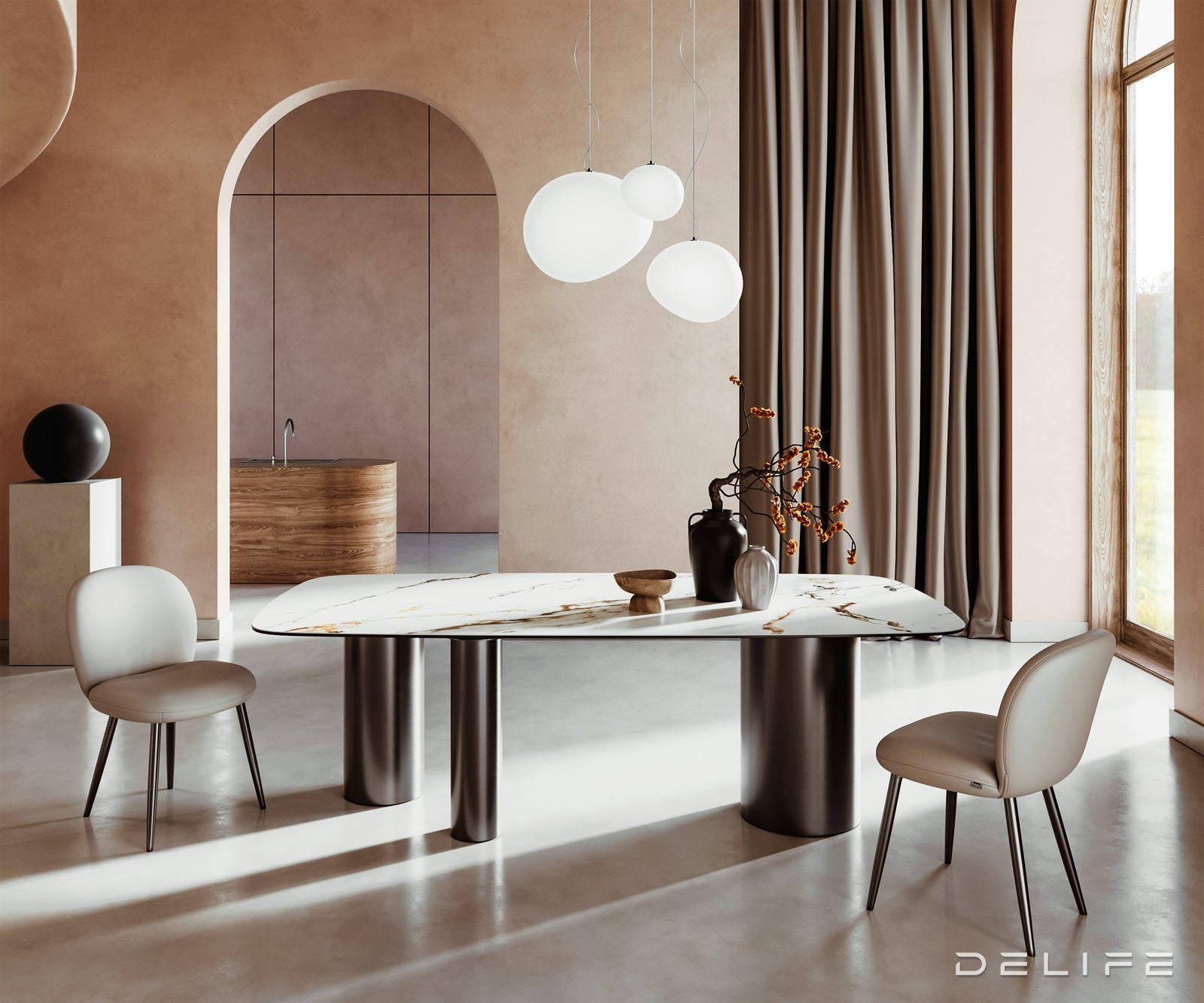 Jedilna miza Edge 240x120cm, Material: Keramika Calacatta Luxe