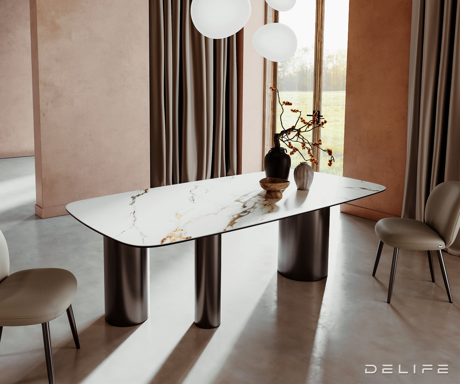 Jedilna miza Edge 240x120cm, Material: Keramika Calacatta Luxe