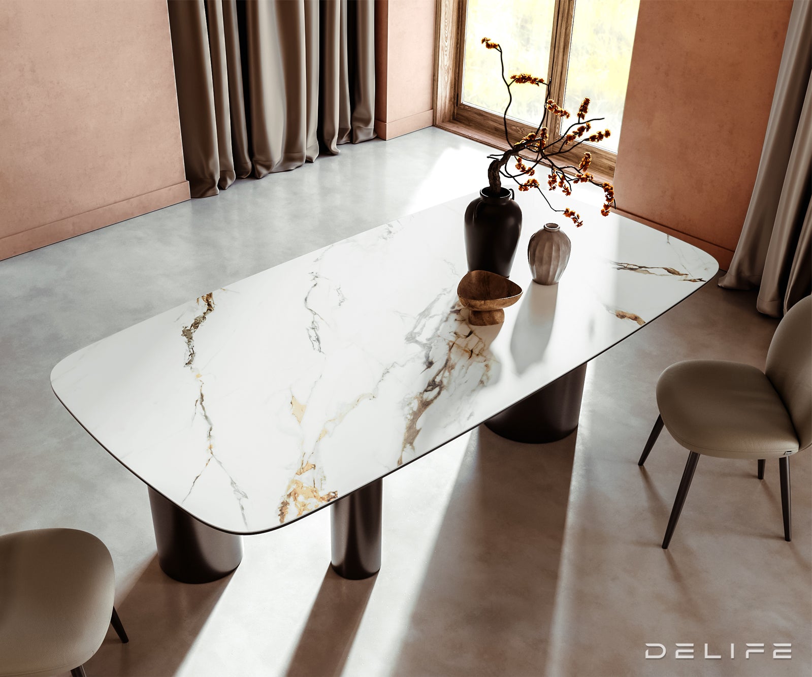 Jedilna miza Edge 240x120cm, Material: Keramika Calacatta Luxe