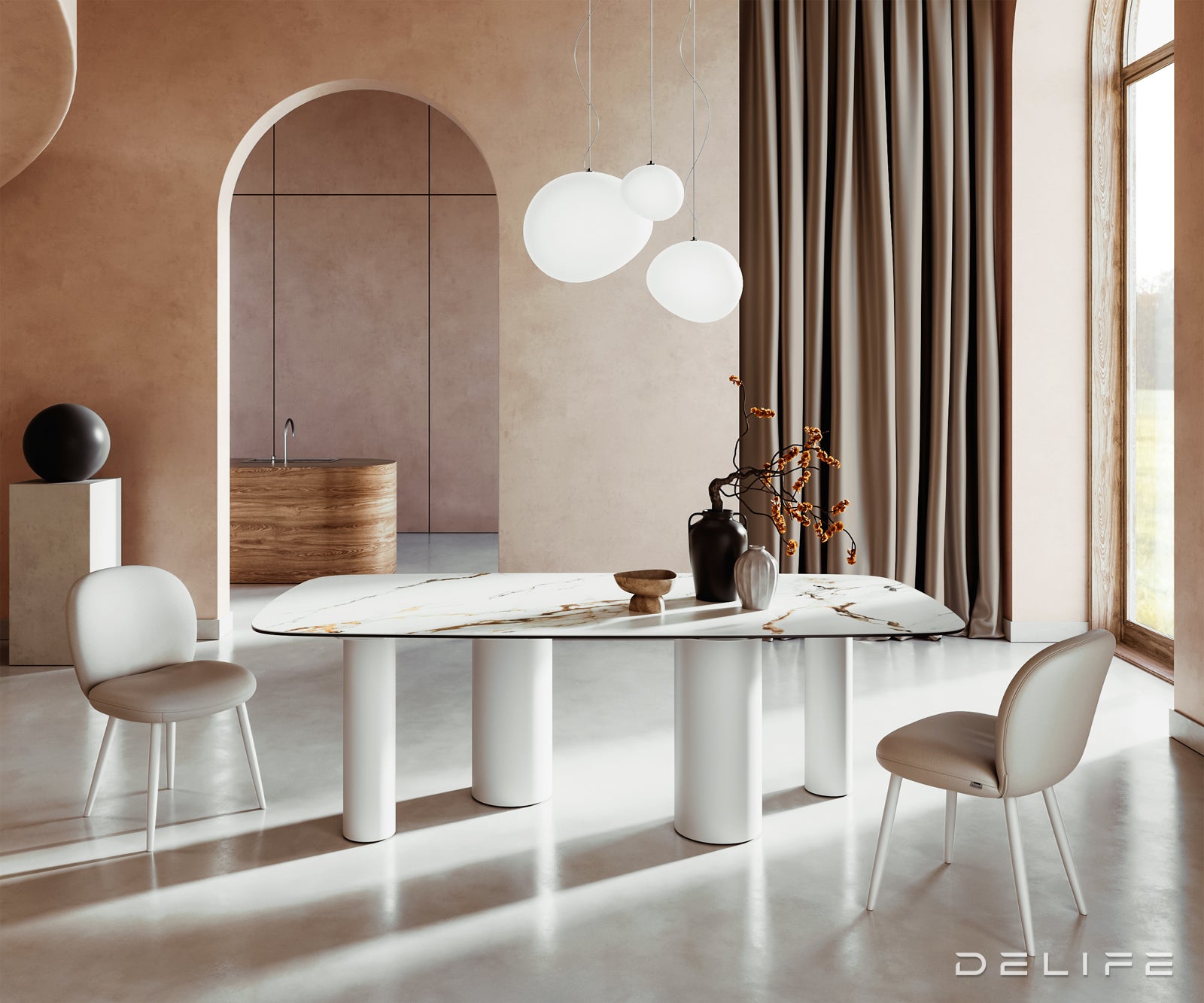 Jedilna miza Edge 240x120cm, Material: Keramika Calacatta Luxe