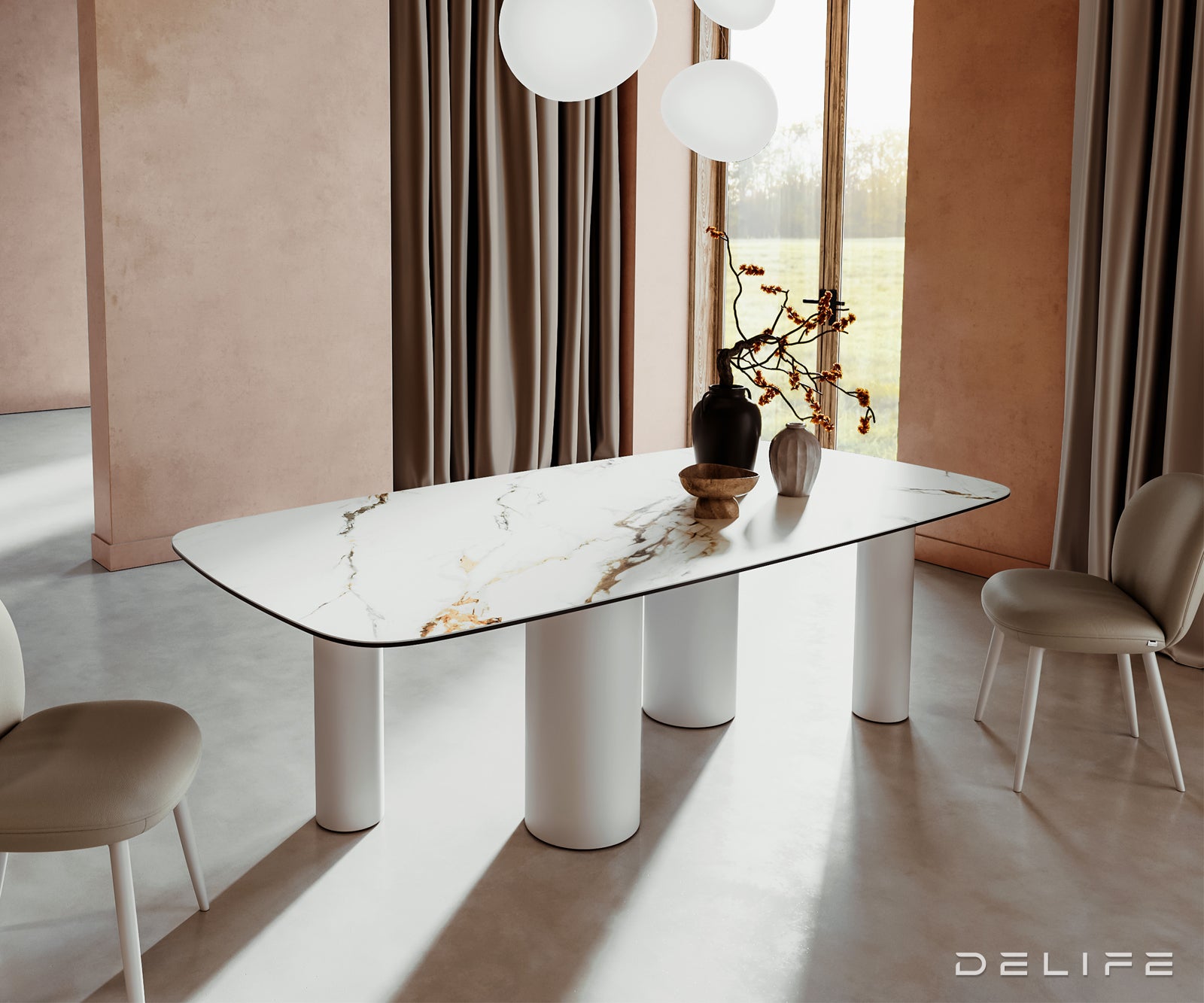 Jedilna miza Edge 240x120cm, Material: Keramika Calacatta Luxe