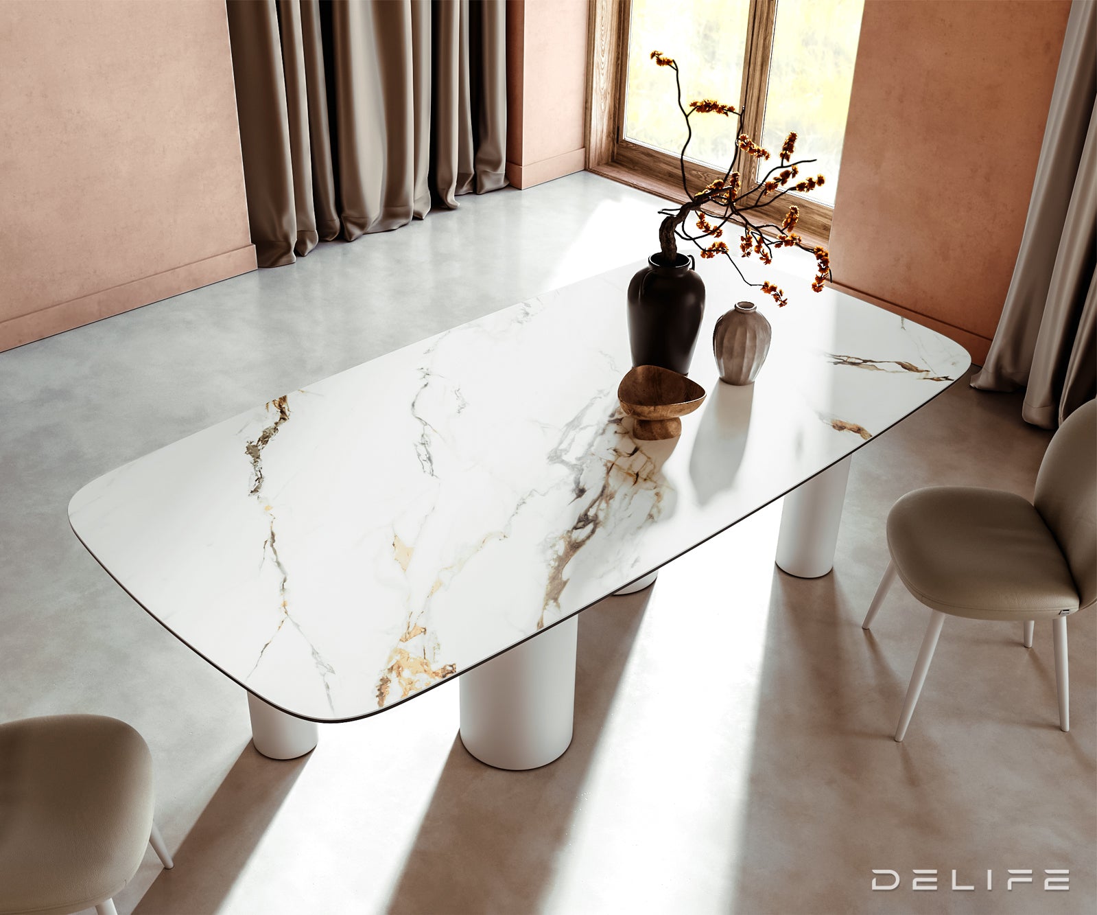 Jedilna miza Edge 240x120cm, Material: Keramika Calacatta Luxe