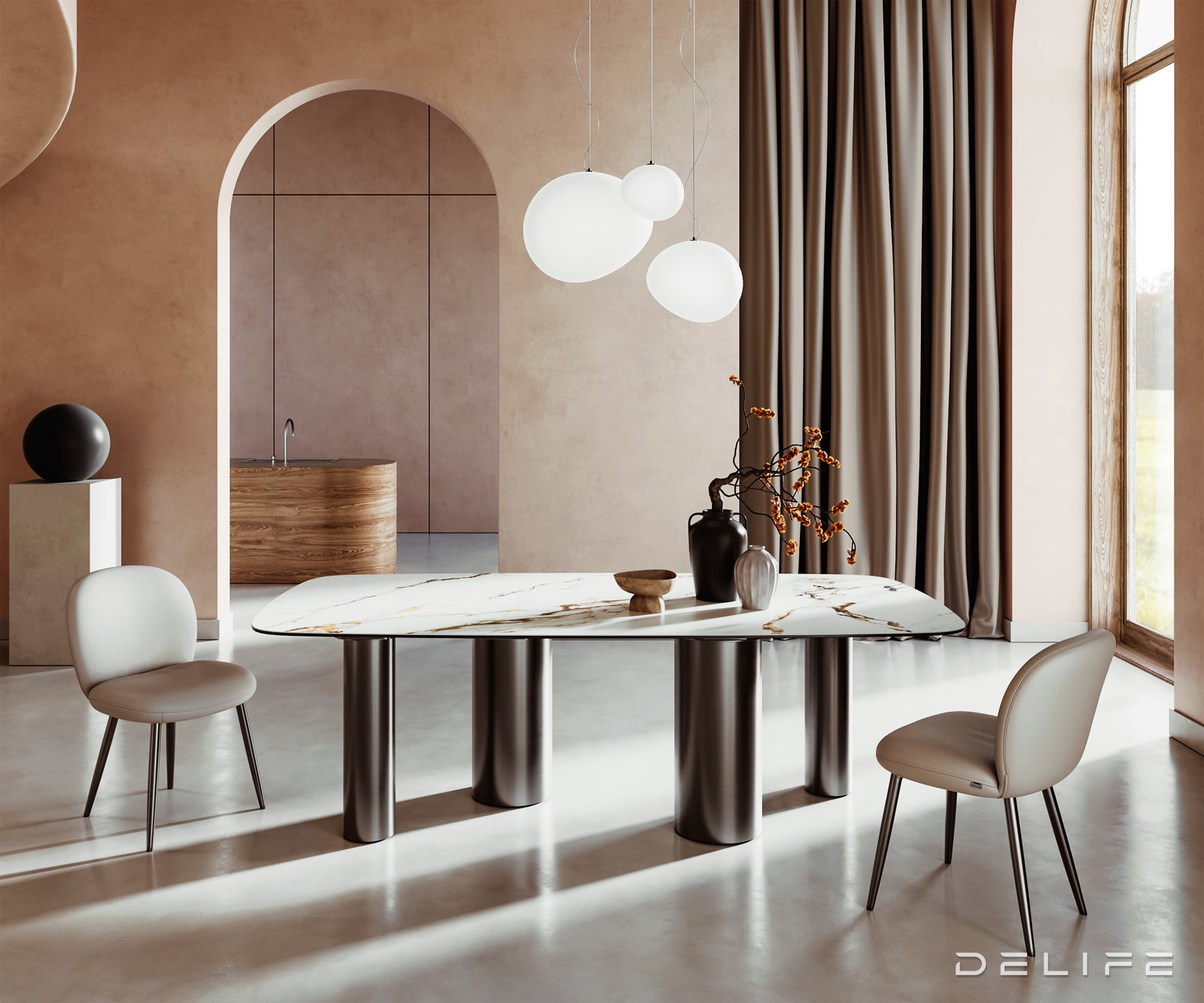 Jedilna miza Edge 240x120cm, Material: Keramika Calacatta Luxe