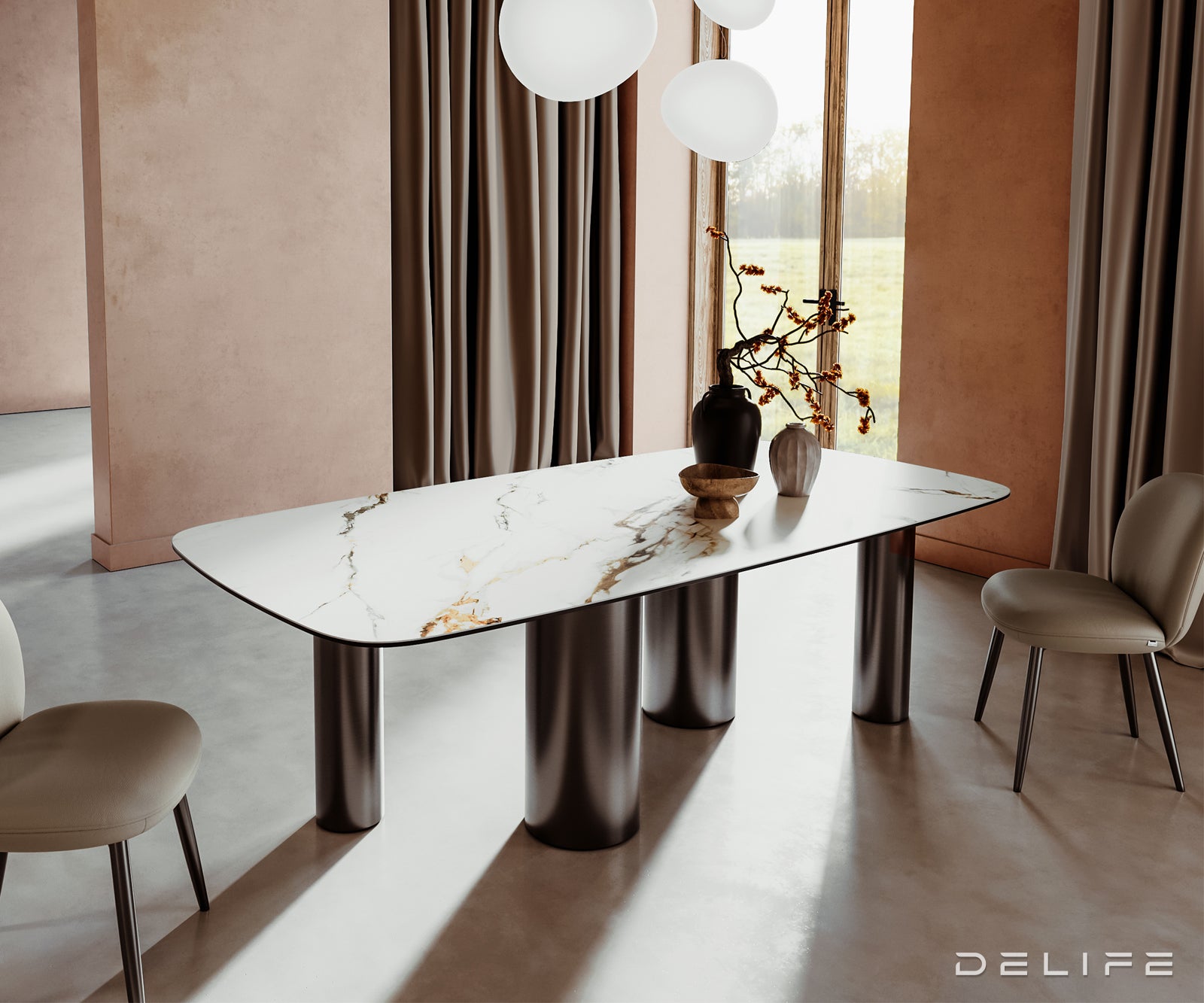 Jedilna miza Edge 240x120cm, Material: Keramika Calacatta Luxe