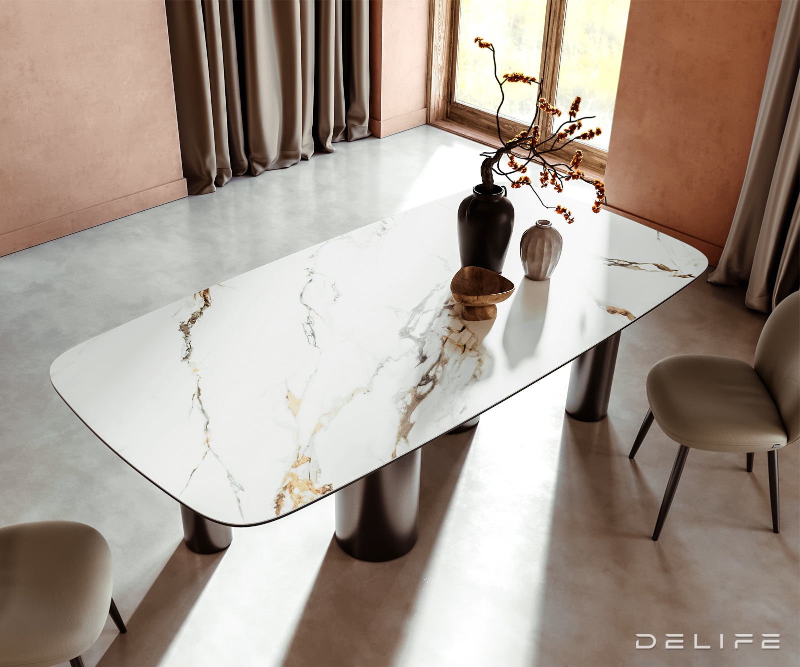 Jedilna miza Edge 240x120cm, Material: Keramika Calacatta Luxe