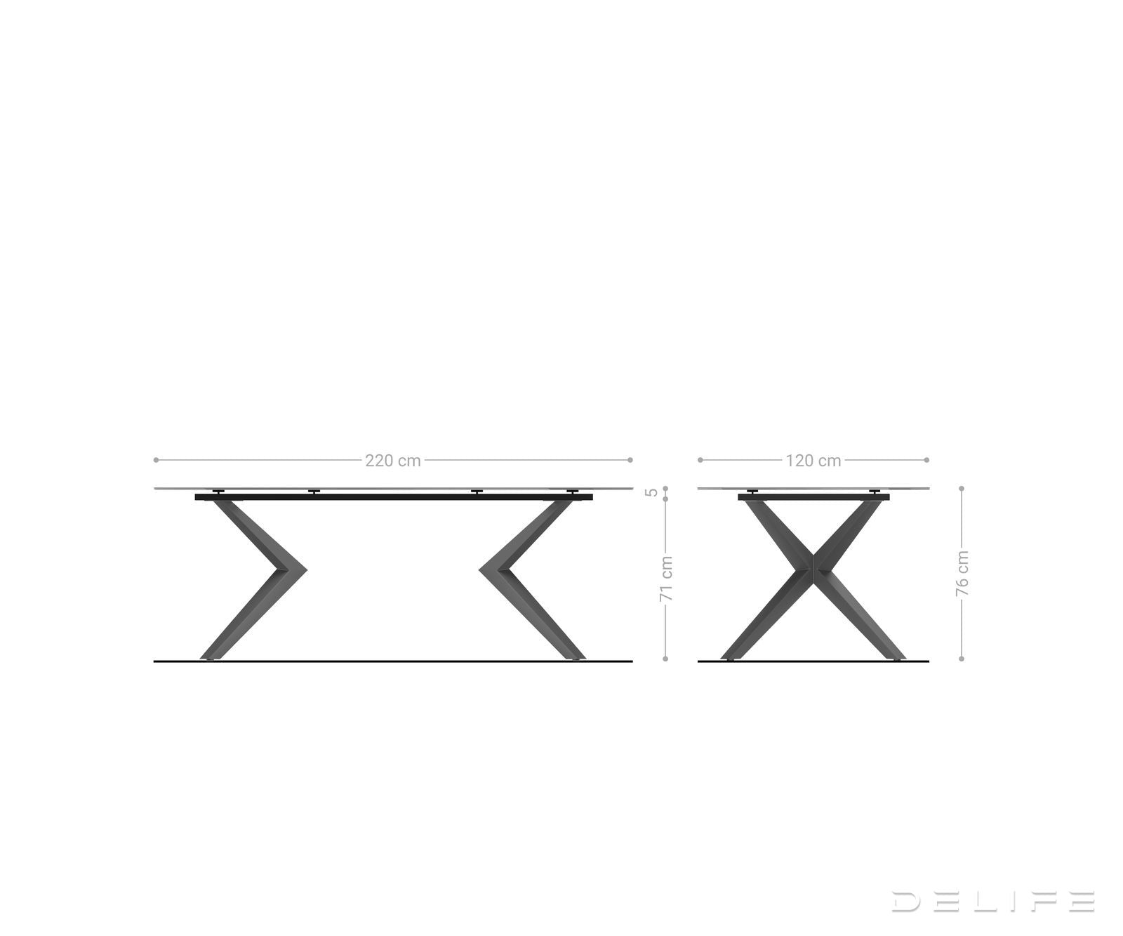 Jedilna miza z robom 220x120cm, Material: Keramika Laminam Nero Greco