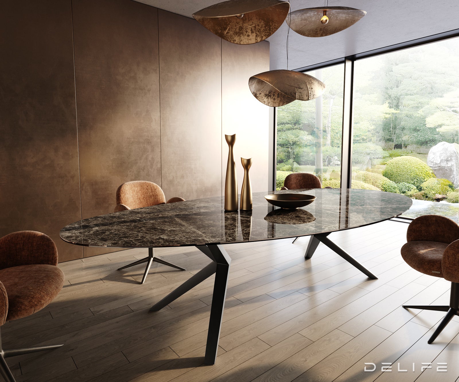 Jedilna miza z robom 315x150cm, Material: Laminam Emperador Extra Lucidato Ceramics