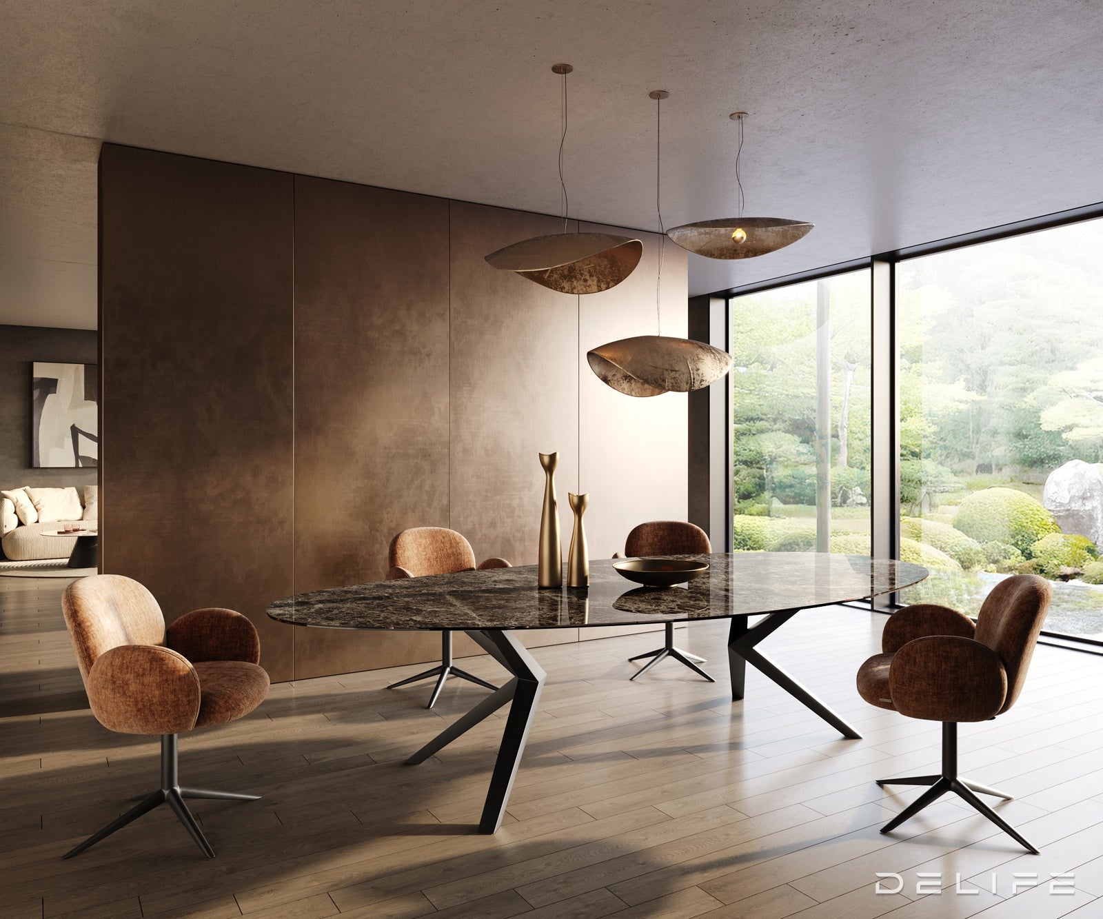 Jedilna miza z robom 315x150cm, Material: Laminam Emperador Extra Lucidato Ceramics